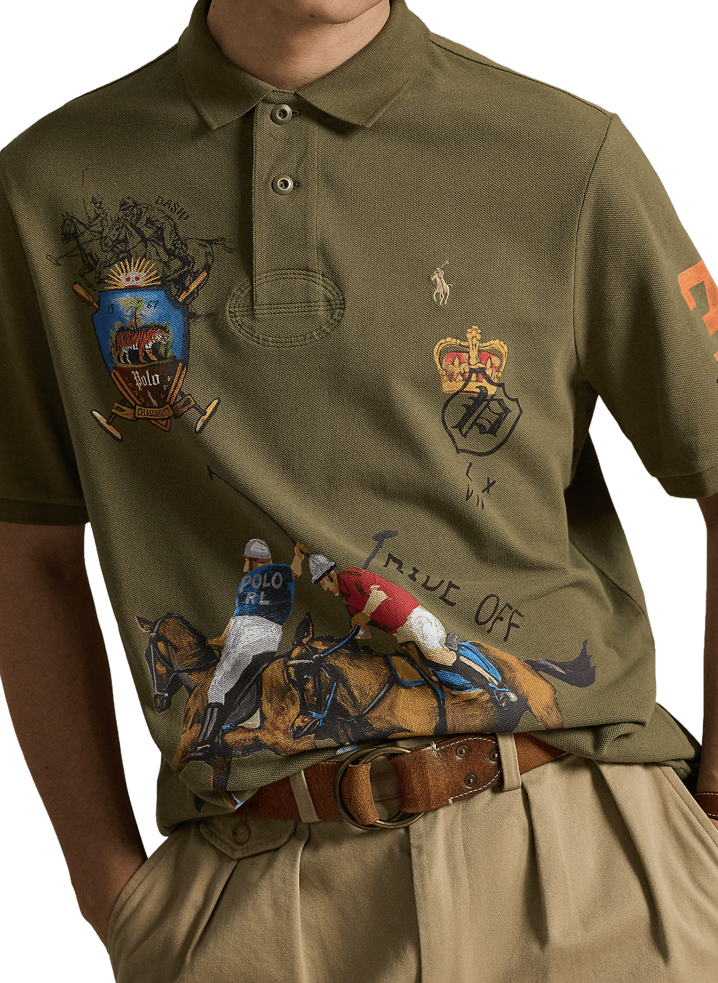 Printed short-sleeve cotton polo POLO RALPH LAUREN Green