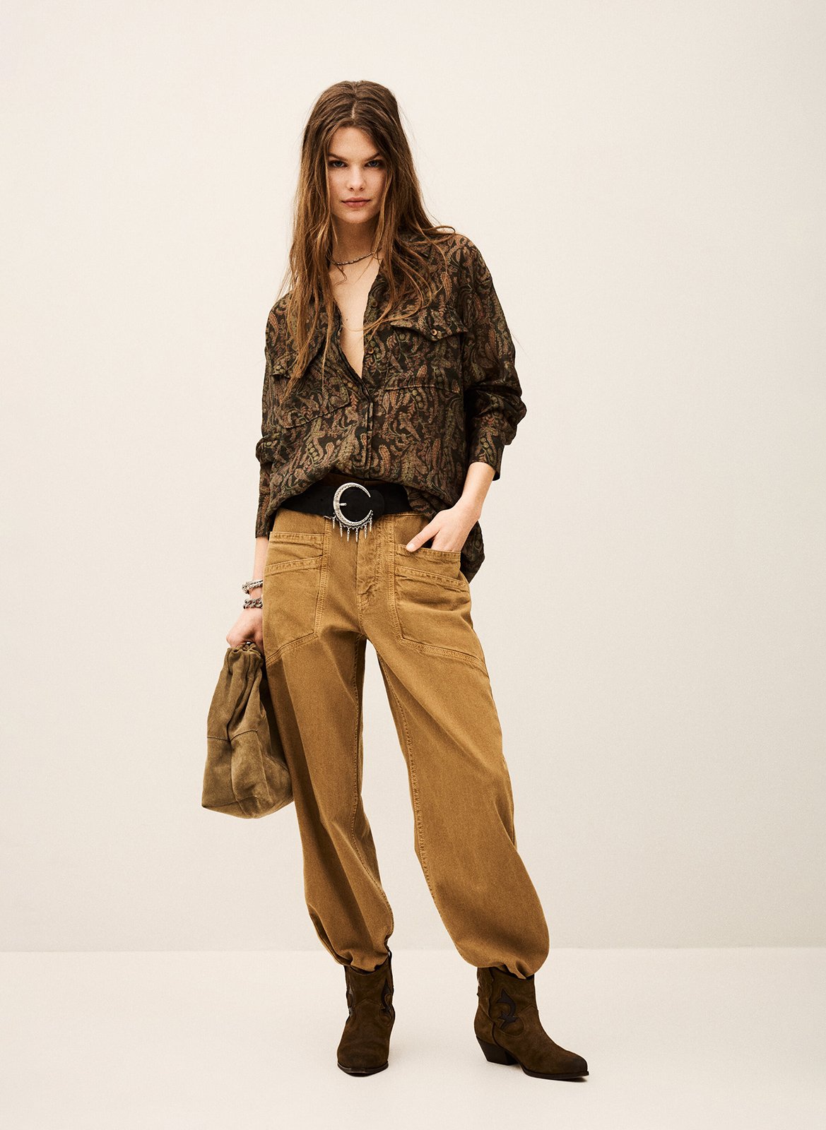 Chemise droite col classique imprimée tao BA&SH Kaki