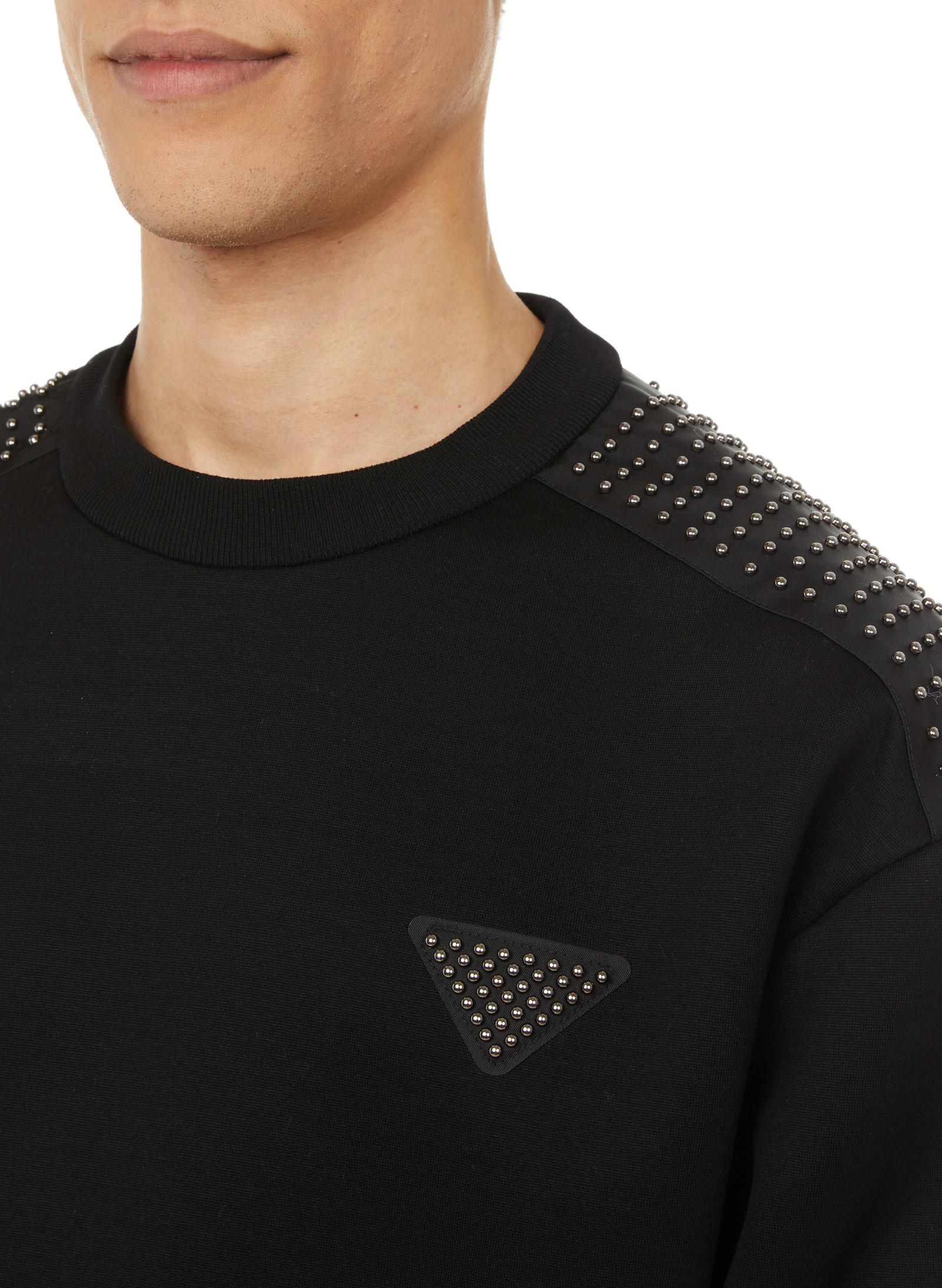 Sweatshirt avec clous en coton Noir