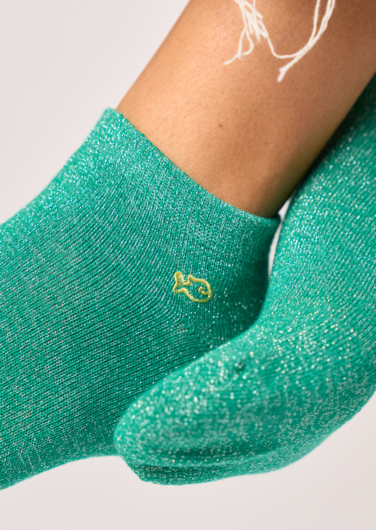 Socquettes pailletées en coton peigné unies BILLYBELT Vert