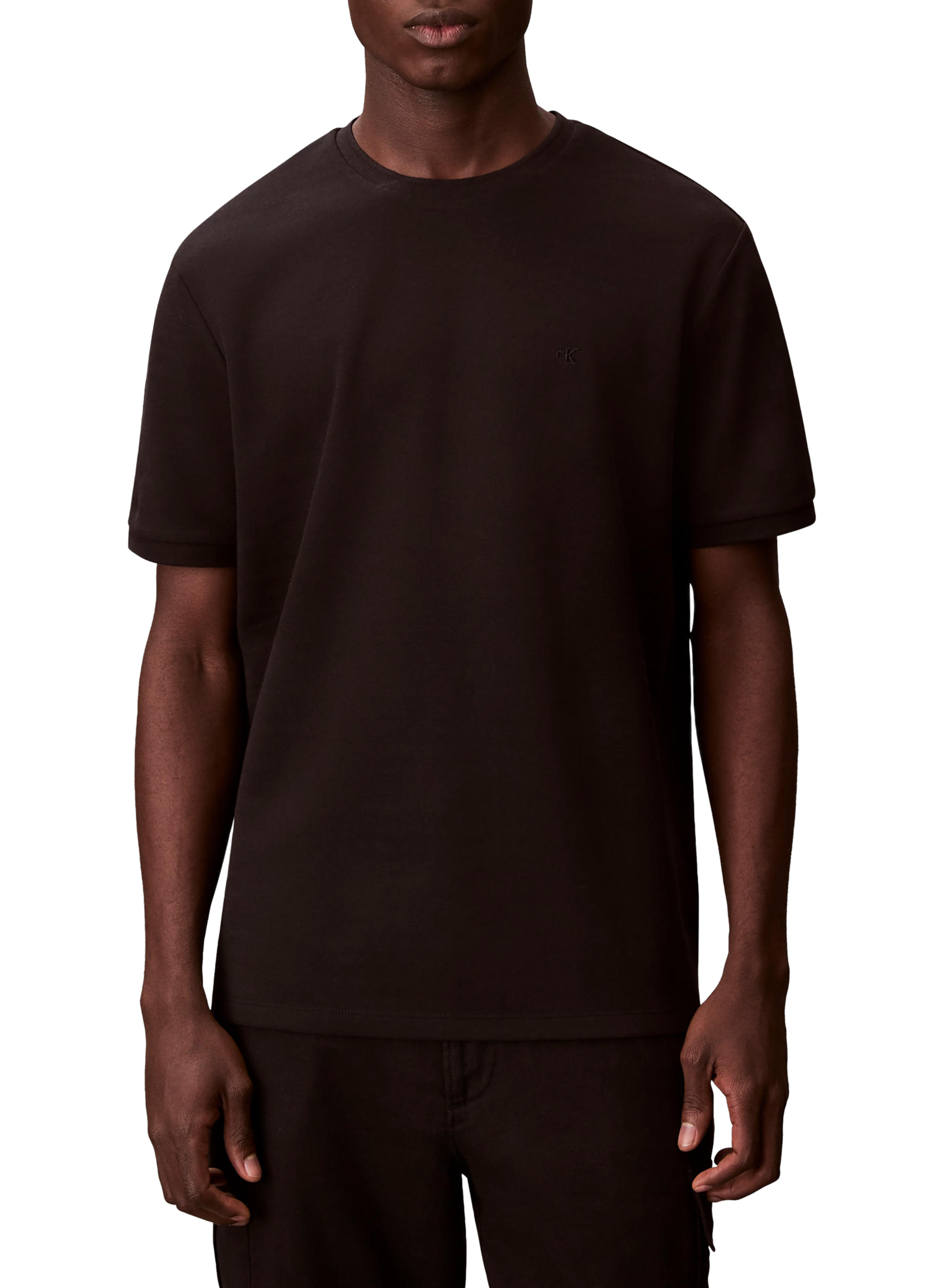 T-shirt manches courtes en coton mélangé CALVIN KLEIN Noir
