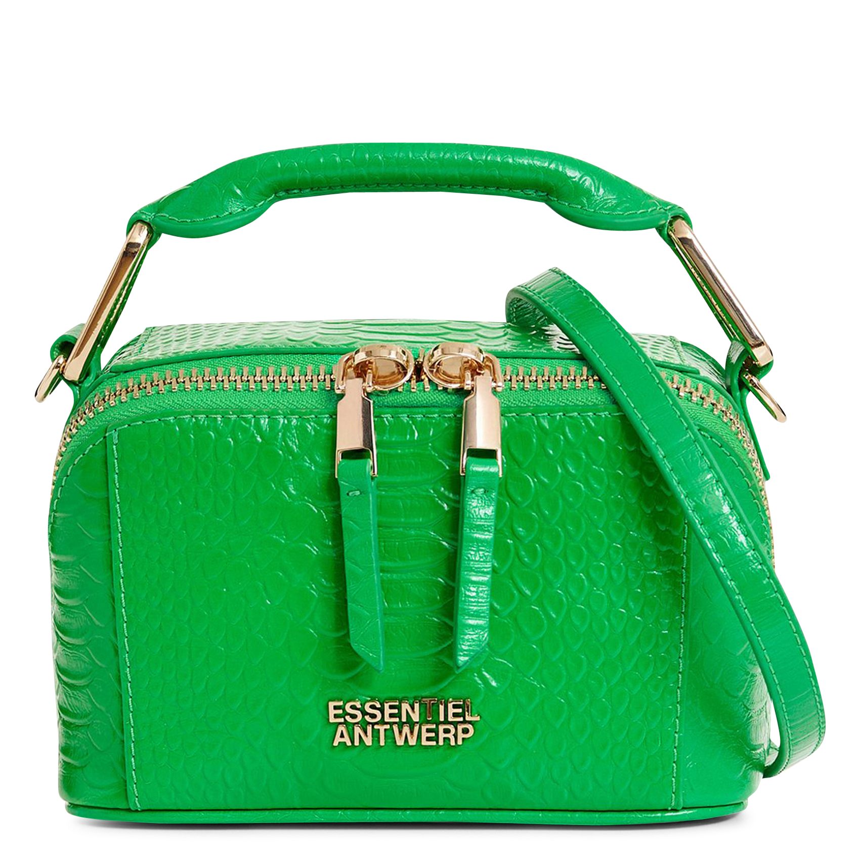 Sac bandoulière en cuir embossé croco jussi ESSENTIEL ANTWERP Vert