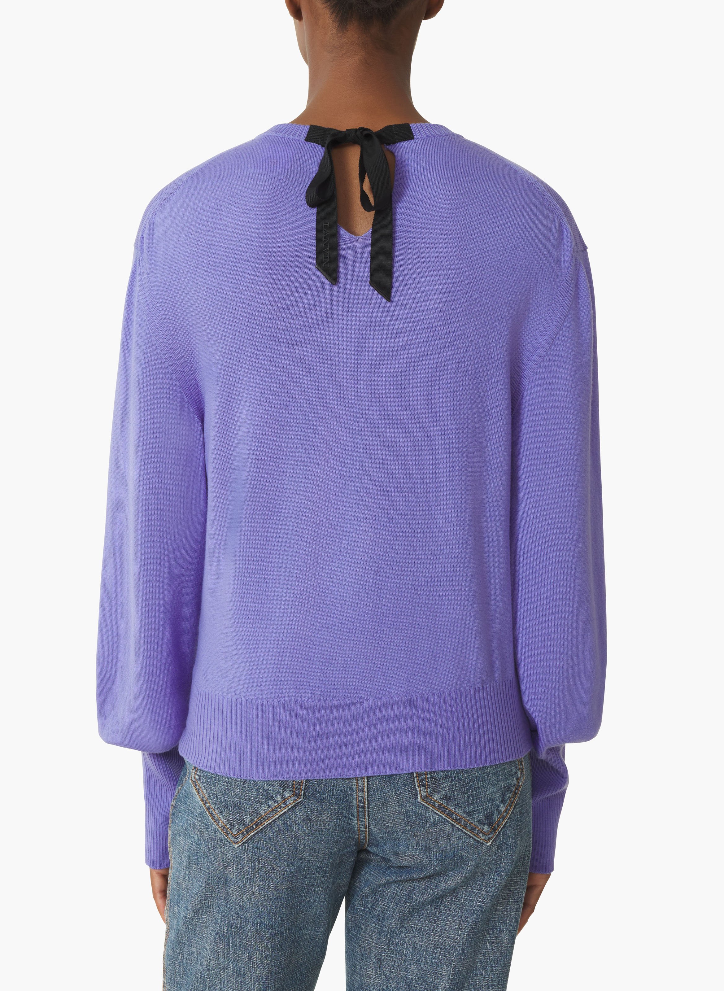 Pull détail gros grain en mérinos LANVIN Violet