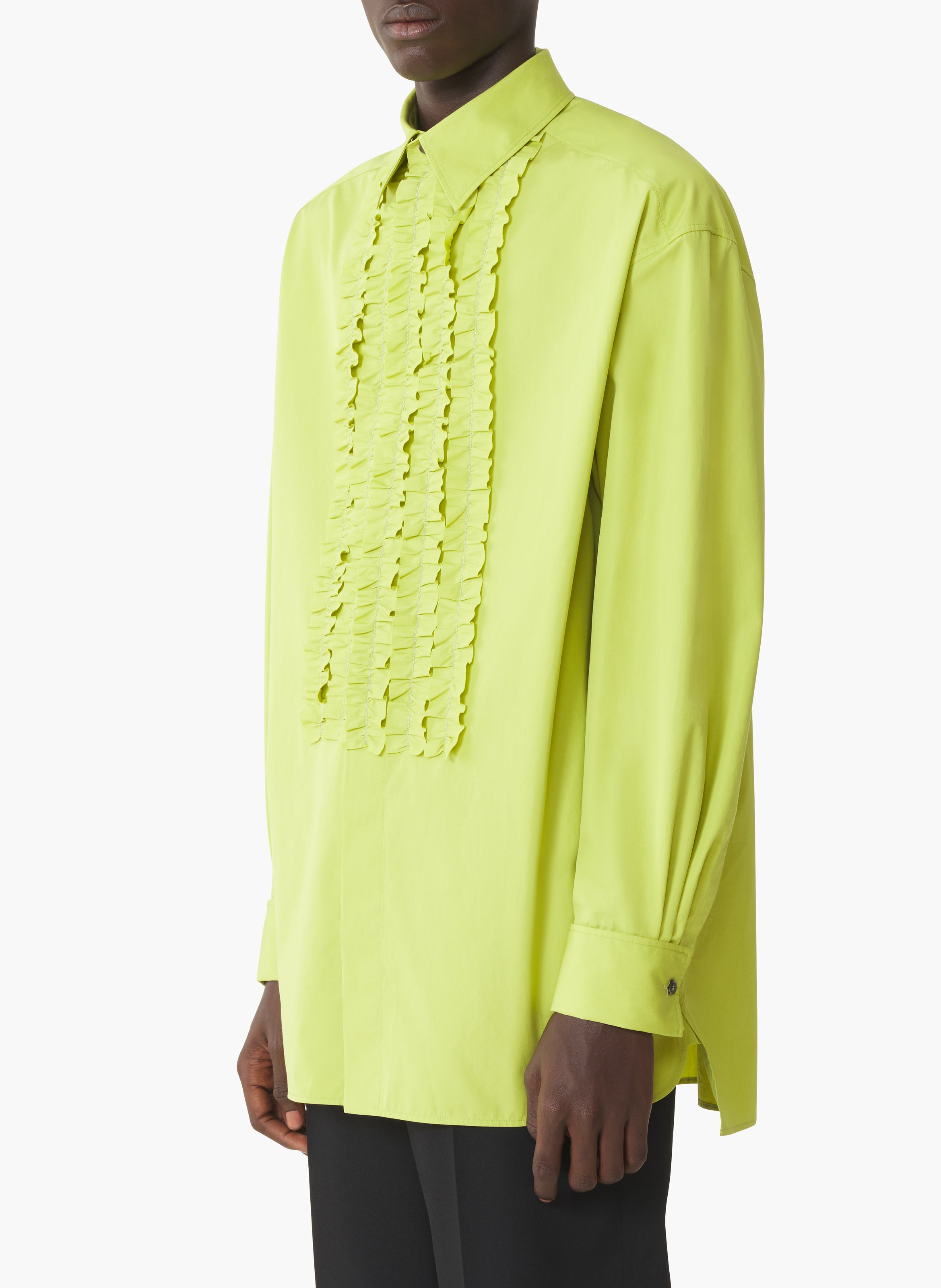 Chemise à plastron en popeline de coton Vert