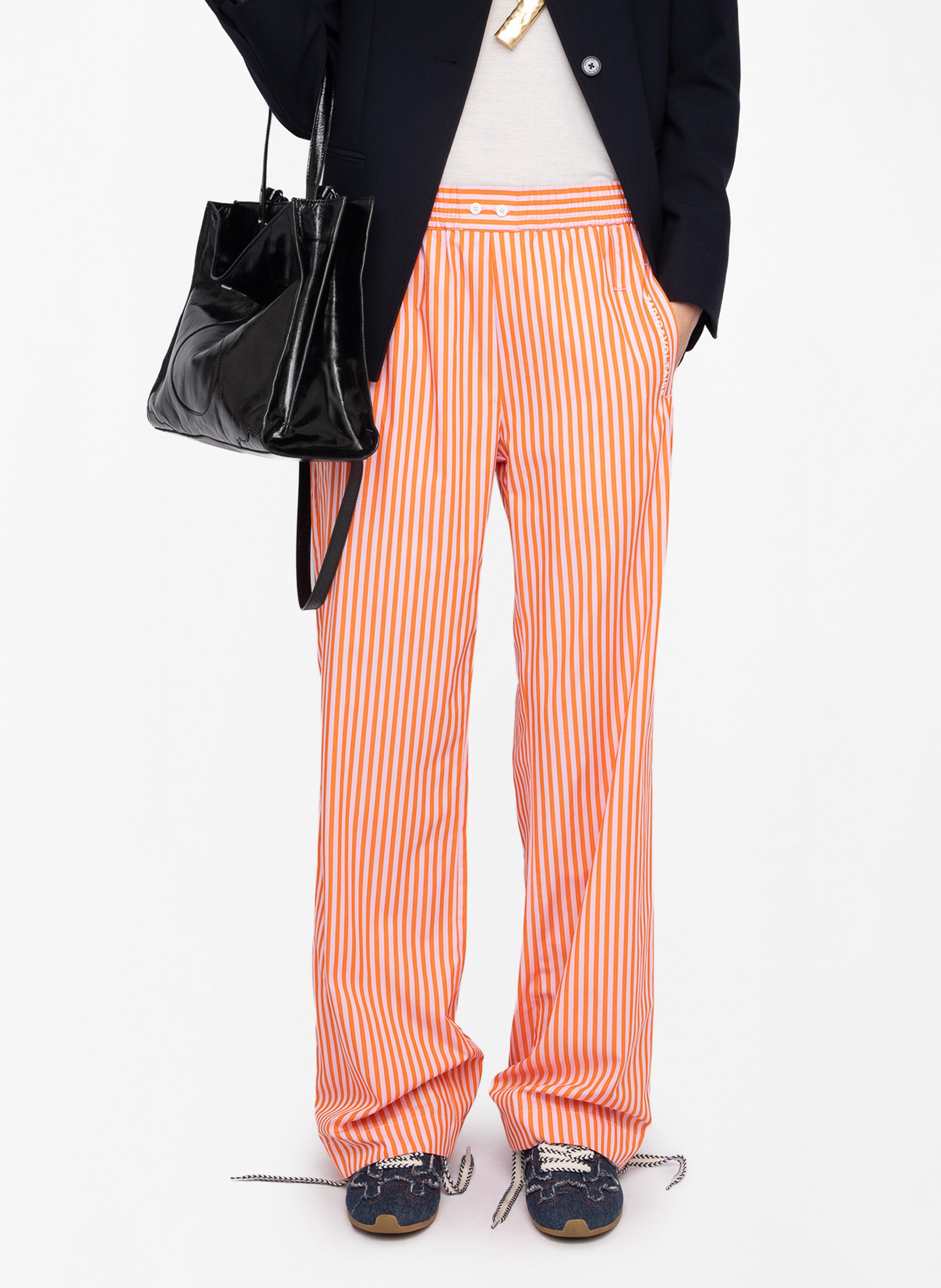 Pantalon droit en coton rayé poma ZADIG&VOLTAIRE Rose