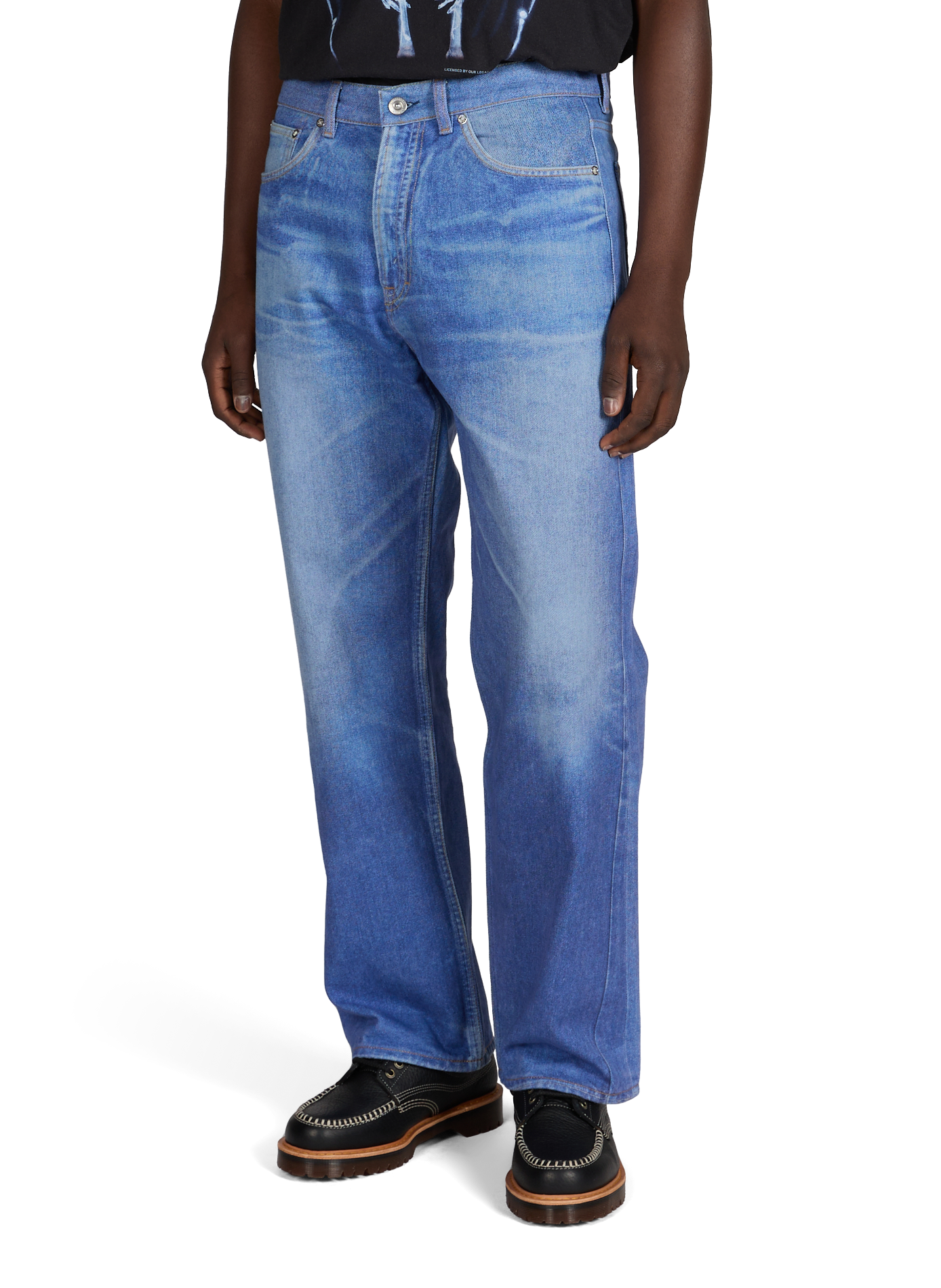 Wide-leg washed cotton jeans OUR LEGACY Blue