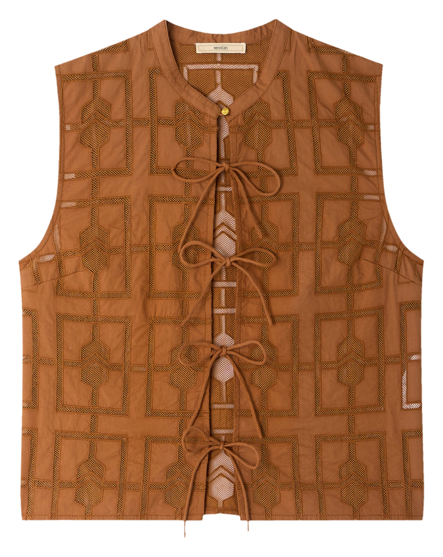 Top sans manches à motif résille janiece SESSUN Marron
