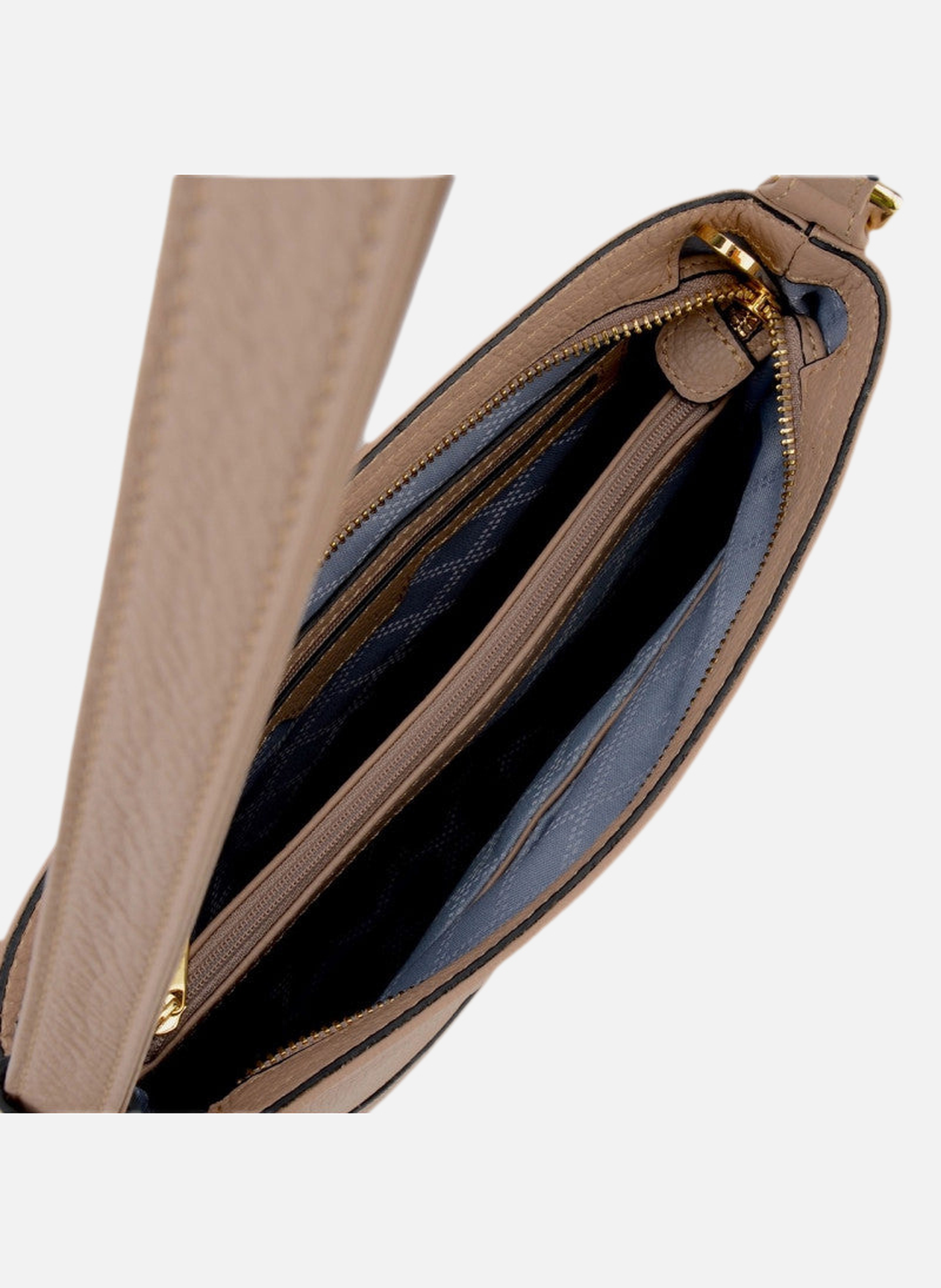 110 magnet | sac porté croisé en cuir de veau grainé POURCHET Marron