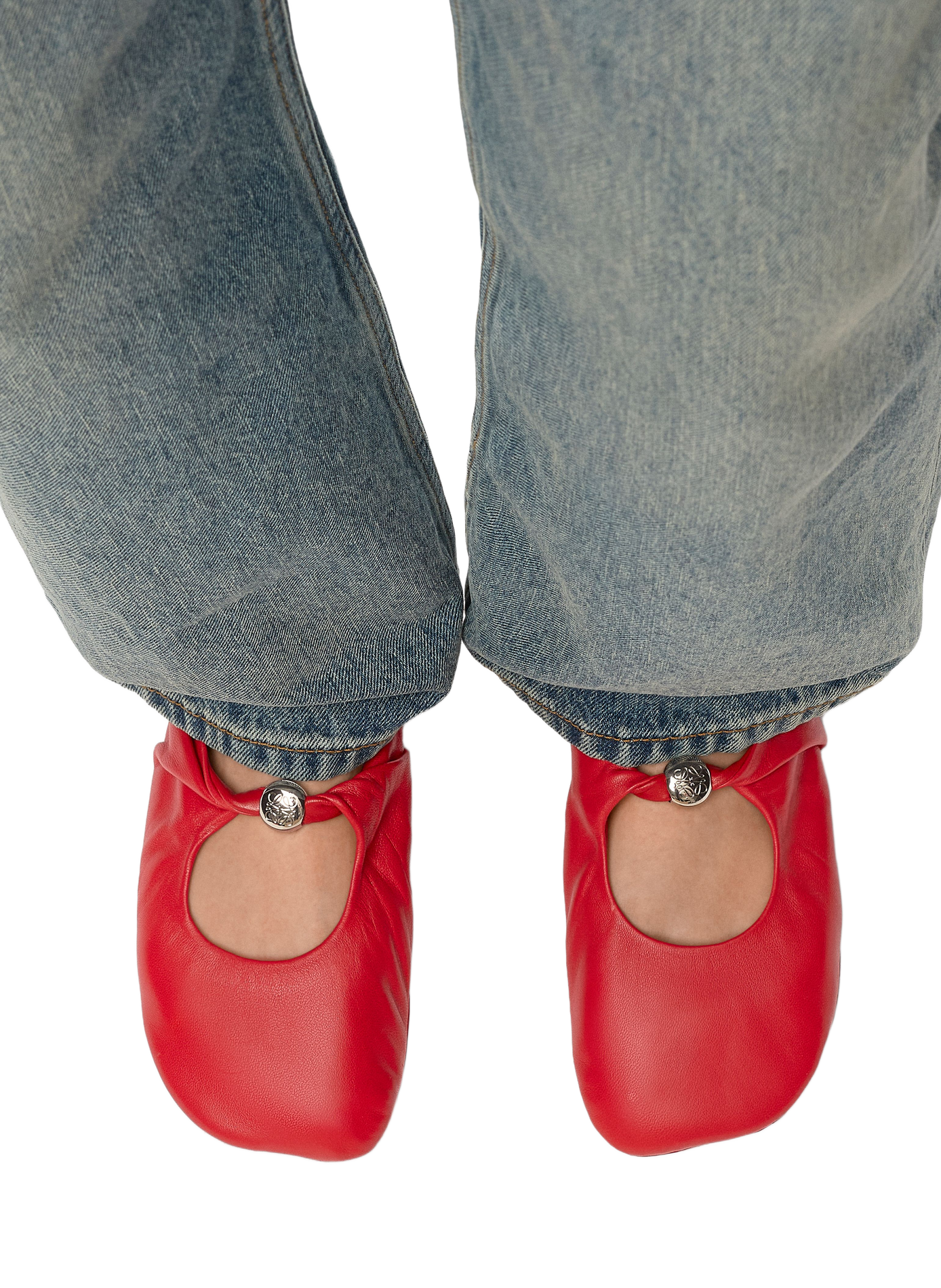 Ballerines Pebble Soft en cuir d'agneau nappa LOEWE Rouge