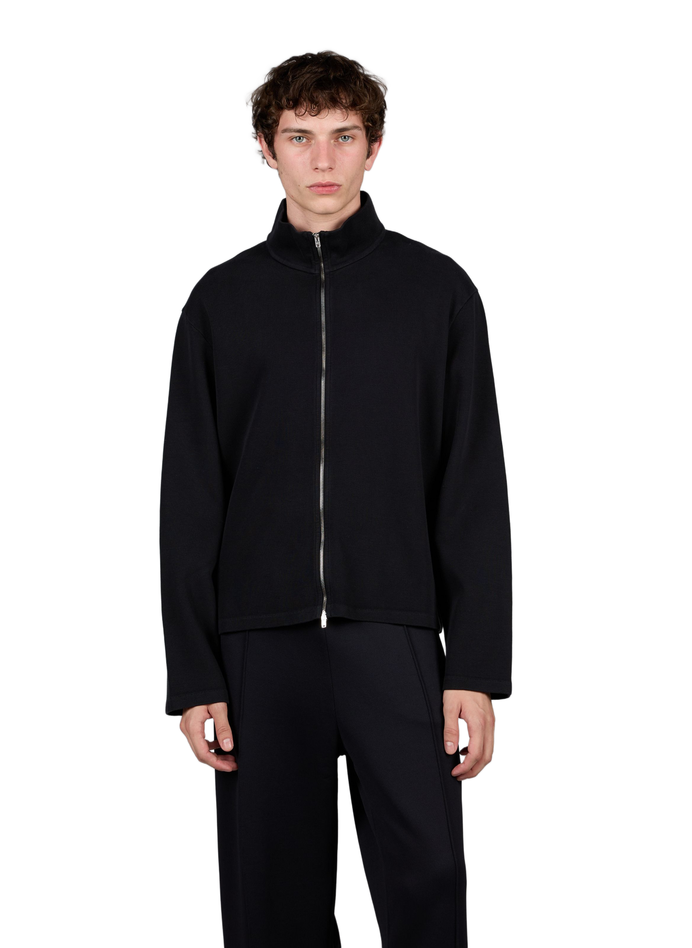 Pull Shrunken à col cheminée et zip en coton OUR LEGACY Noir