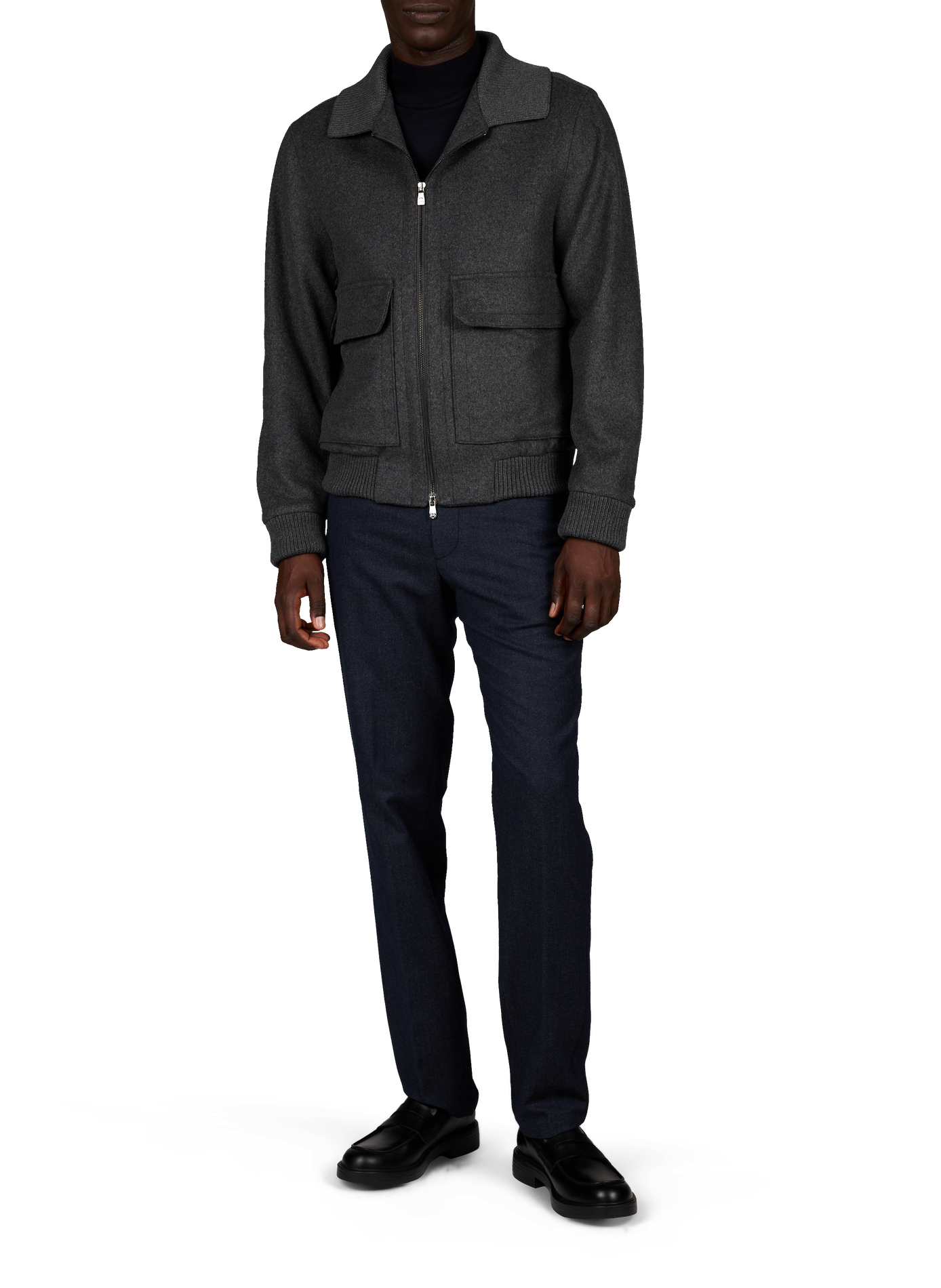 Blouson droit en laine mélangée CORNELIANI Gris
