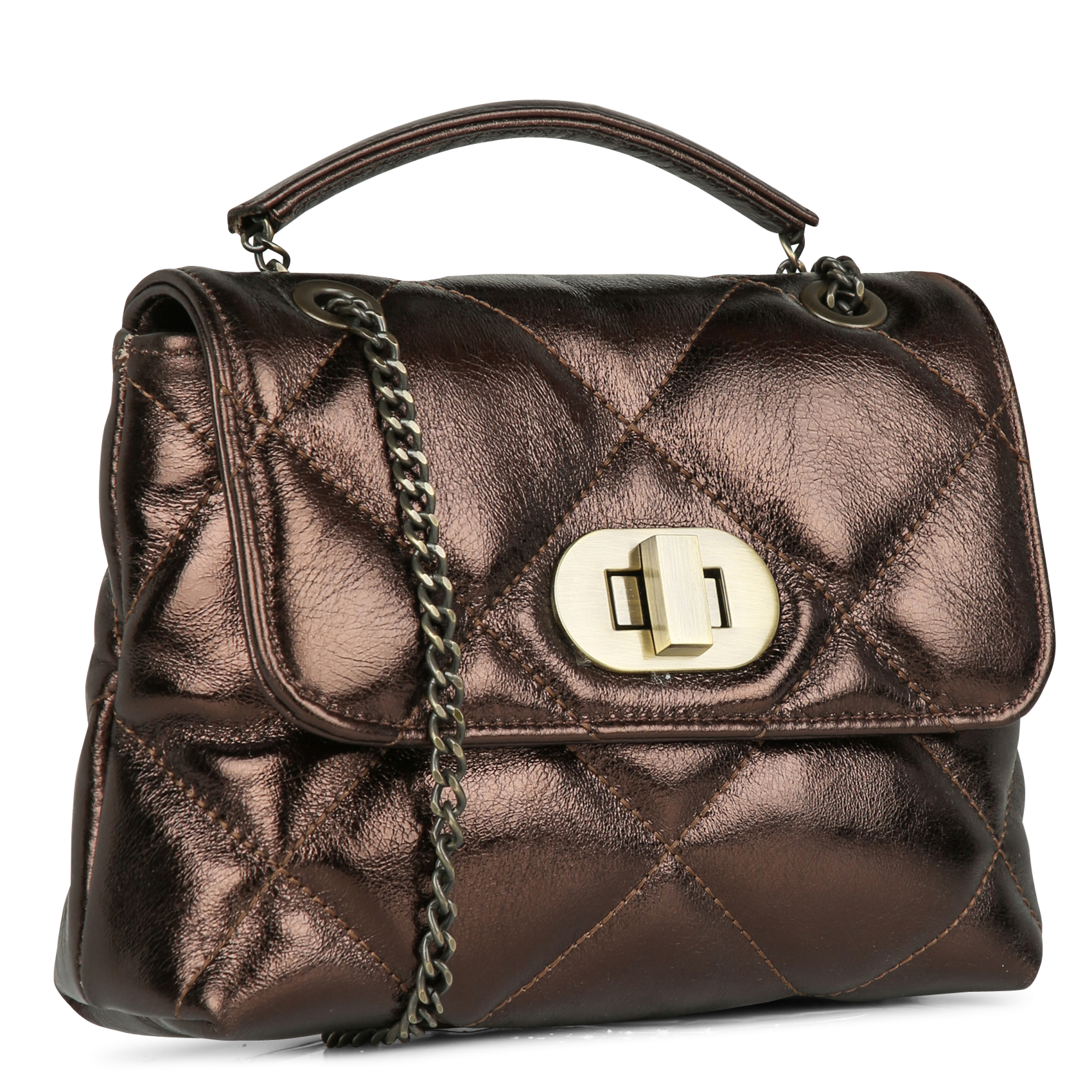 Sac bandoulière en cuir gaby MAISON 123 Marron