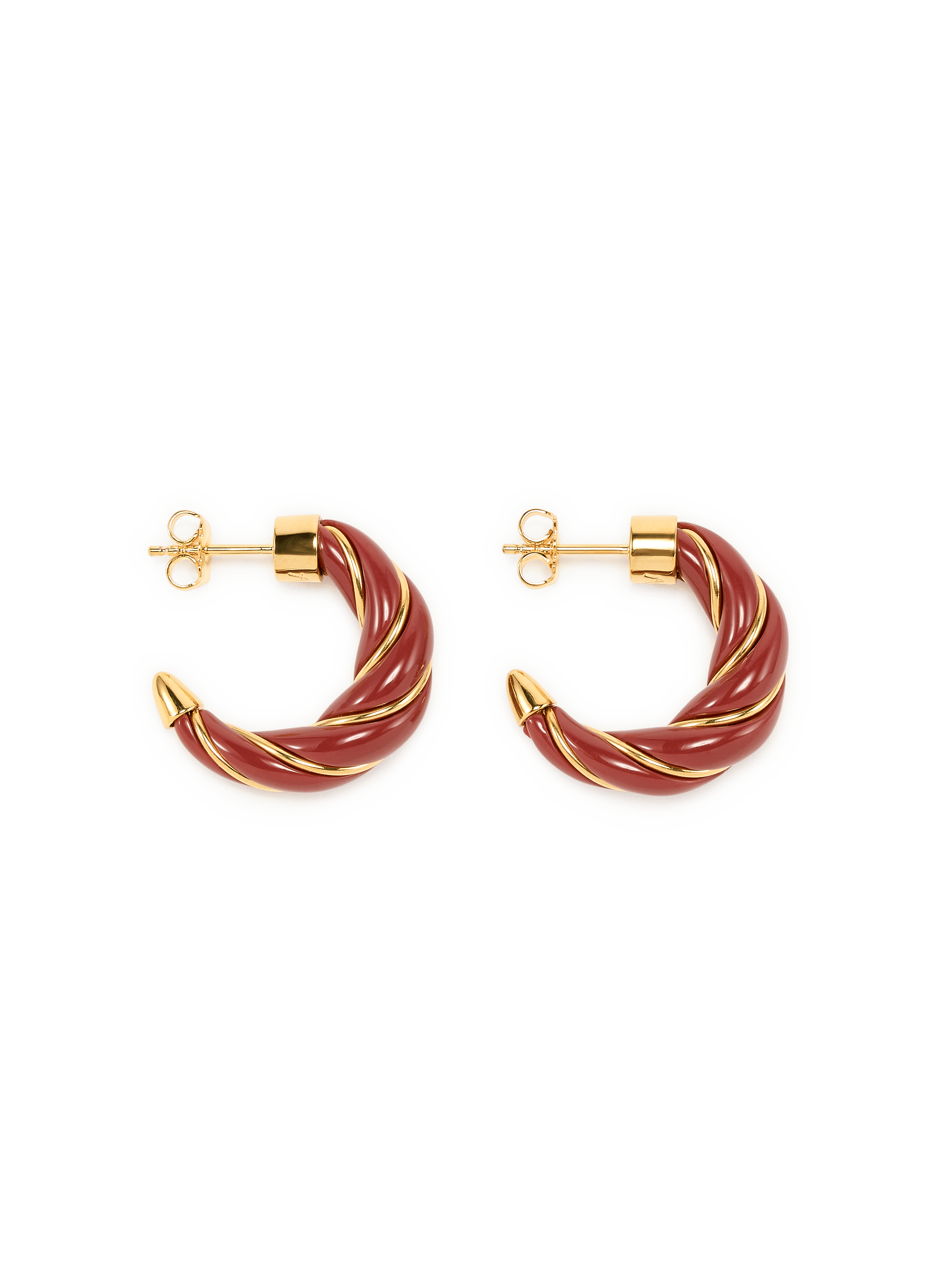 Twisted hoop earrings AURELIE BIDERMANN Brown