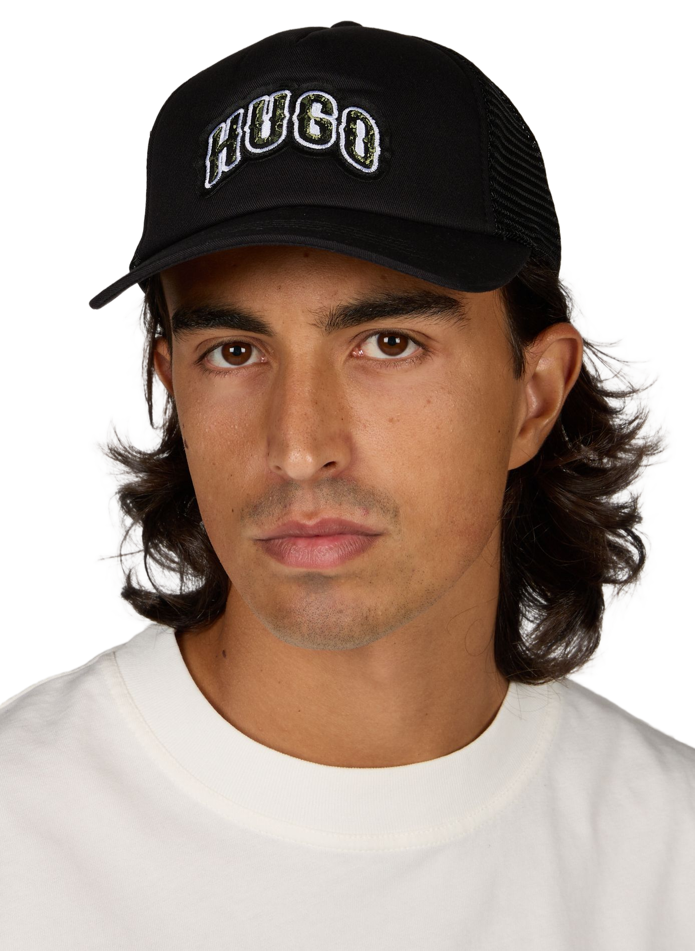 Zweifarbiges Cap mit Baumwoll-Logo HUGO BLUE Schwarz