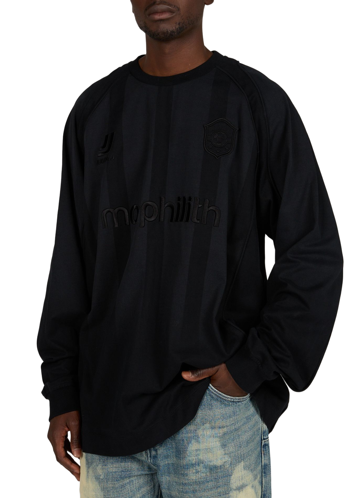 Oversized cotton logo sweater JUUN.J Black