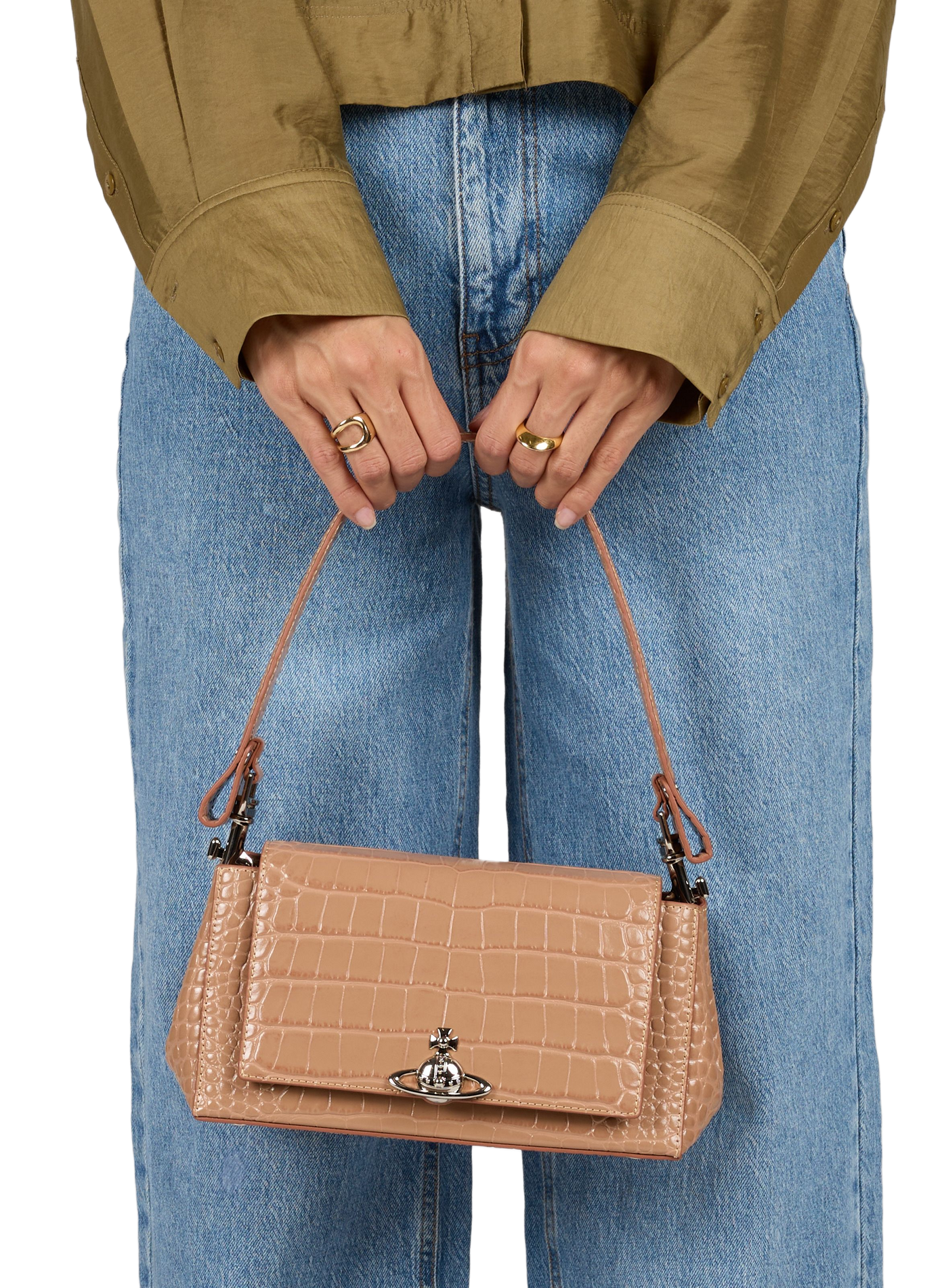 Krokodilleder-Schultertasche VIVIENNE WESTWOOD Beige