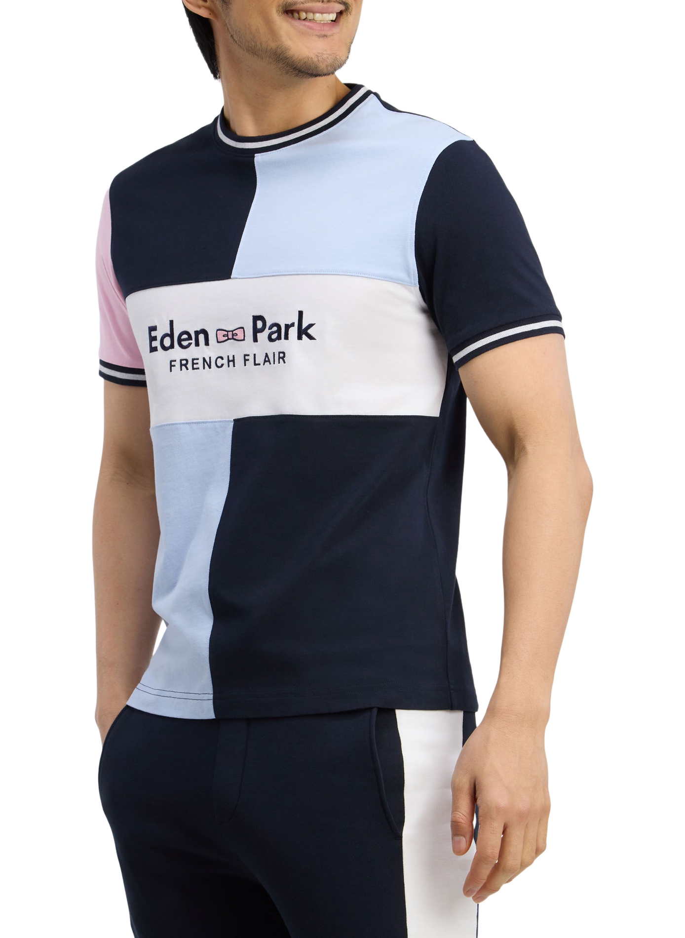 Tee-shirt col rond en coton EDEN PARK Blue