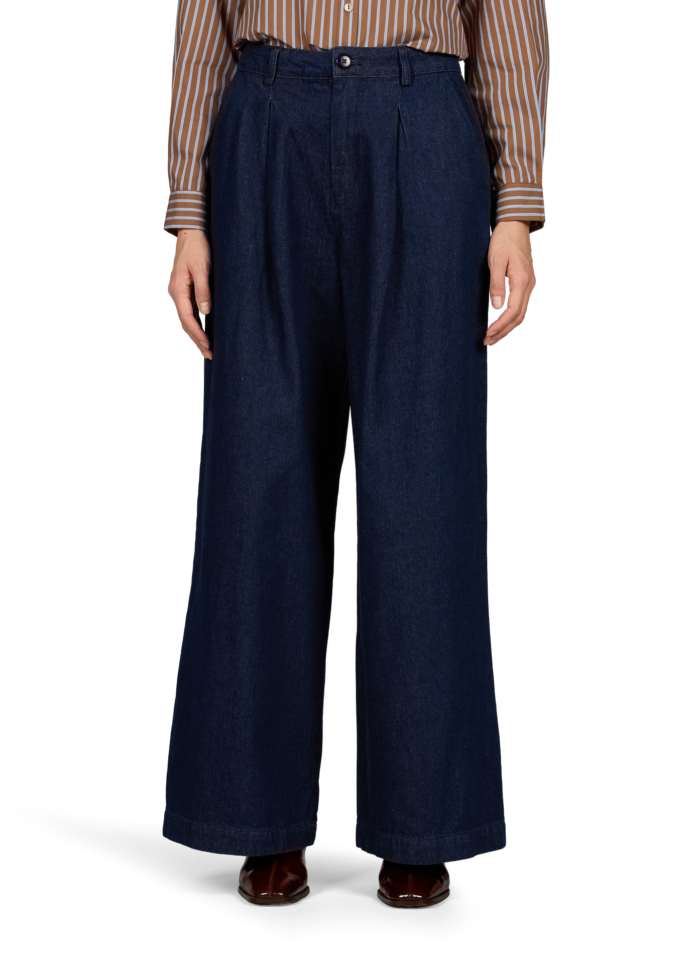Voltaire Wide-Leg-Hose aus Baumwolldenim GARANCE Blau