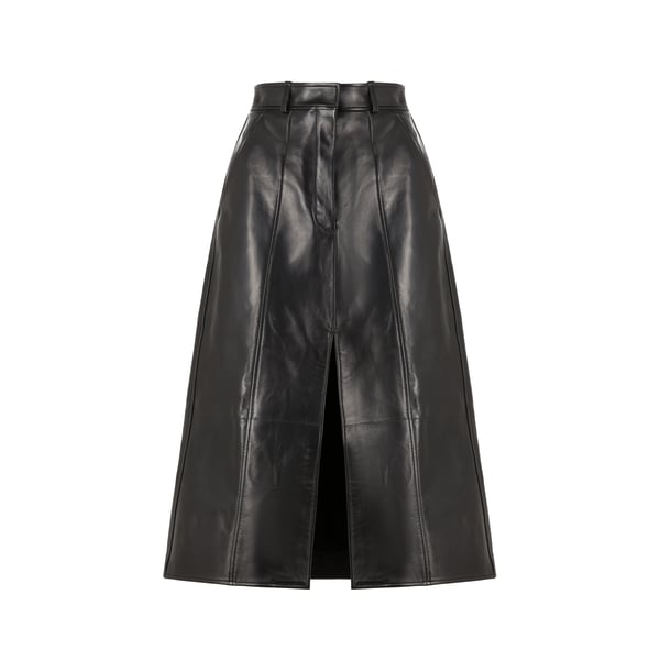Jupe midi en cuir