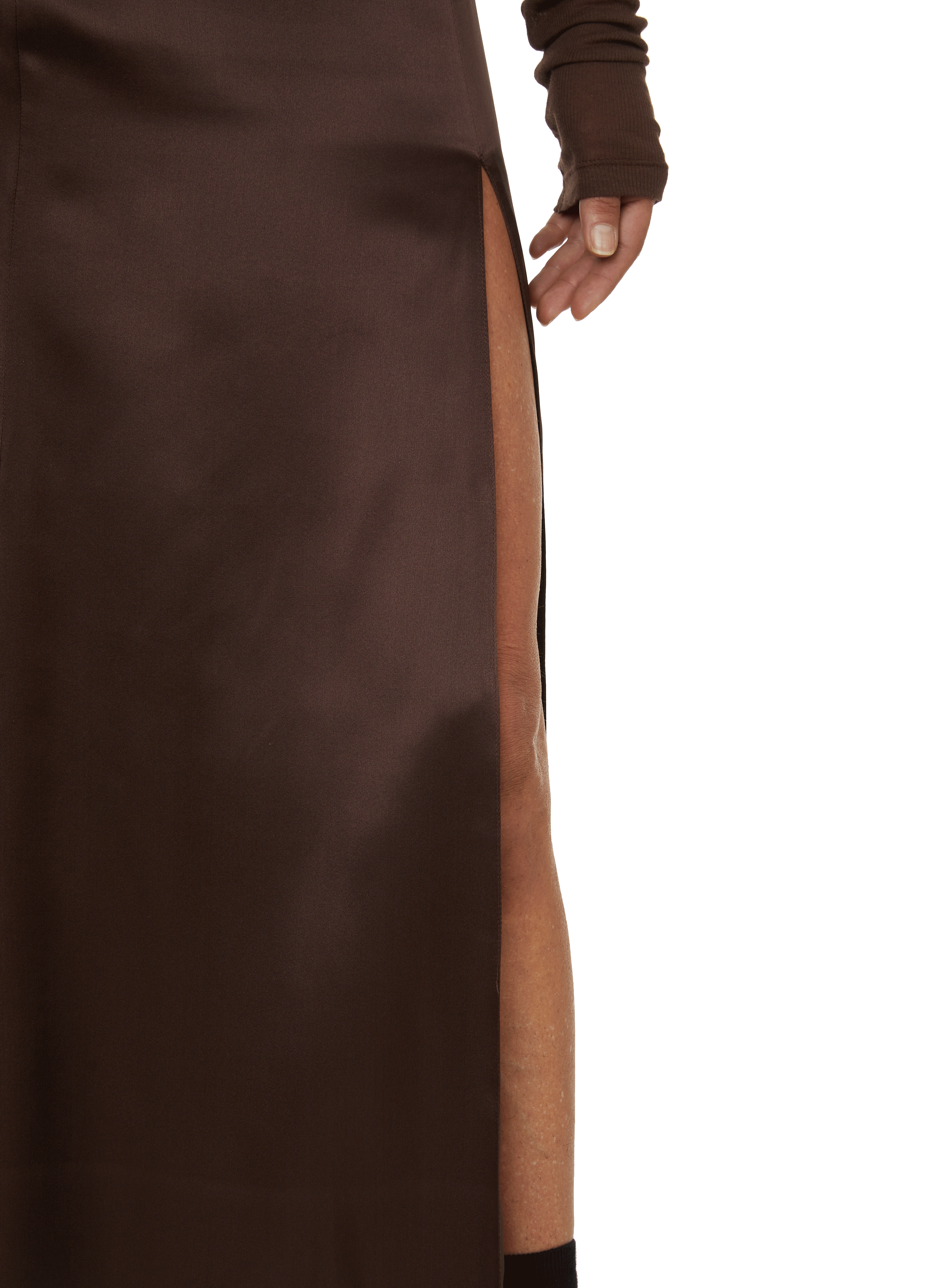 Jupe midi en soie organique BITE STUDIOS Marron