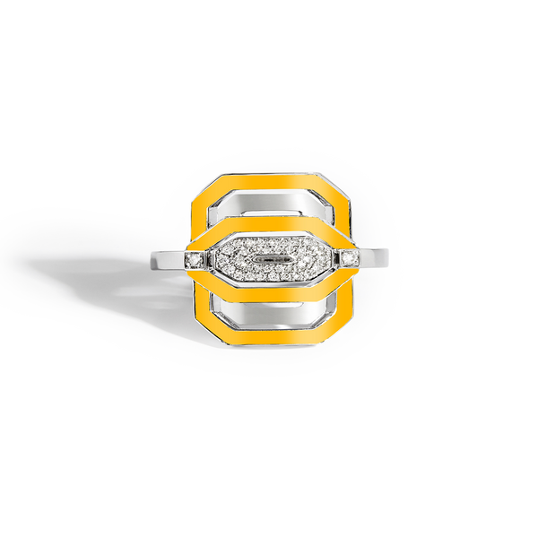 Statement 925 Sterling Silver And Diamonds In Yellow