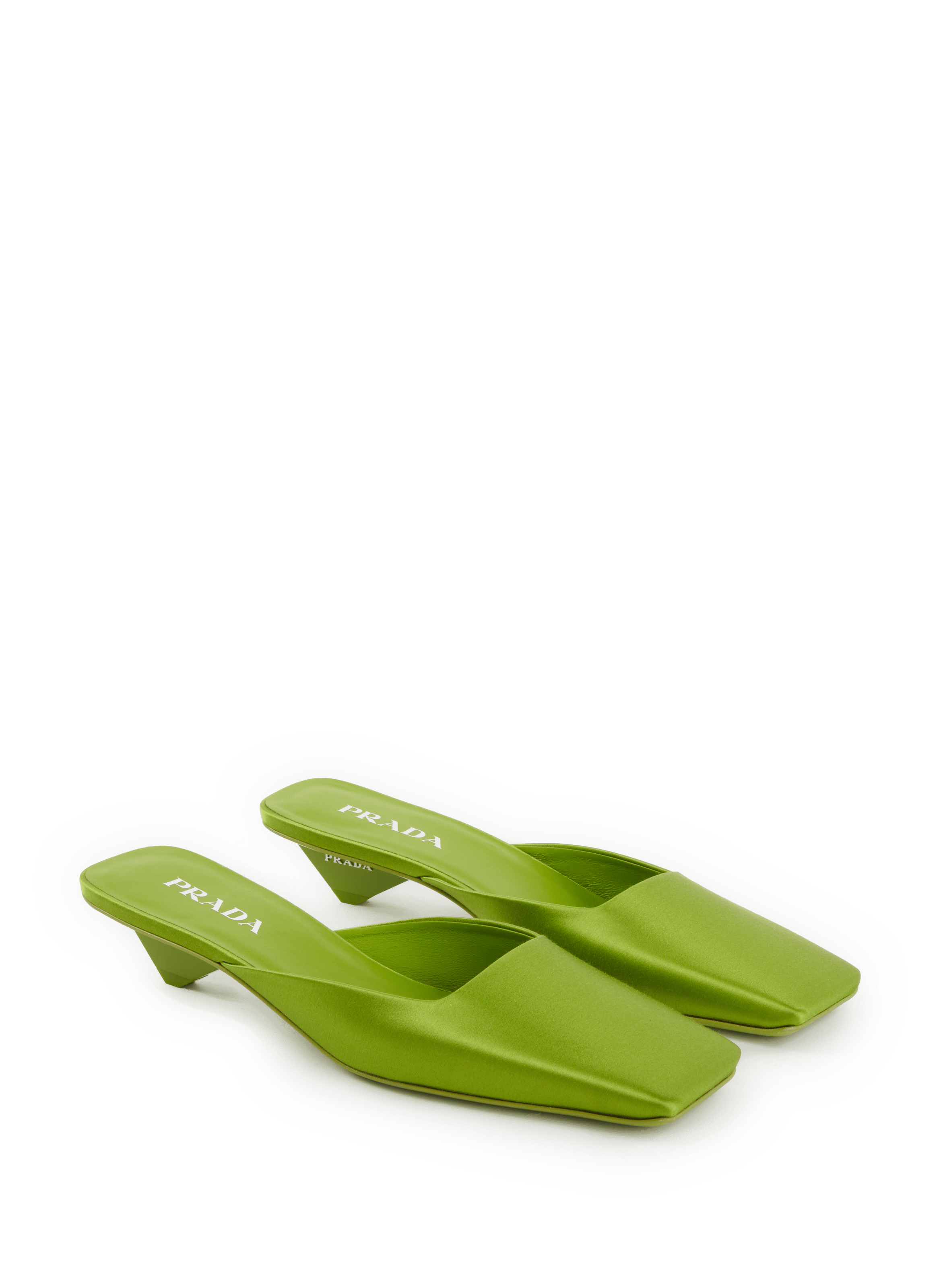 Satin heel mules PRADA Green