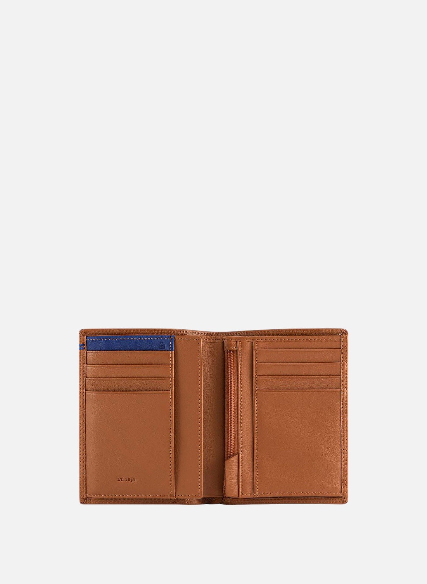 Portefeuille vertical moyen modèle zippé 2 volets martin en cuir lisse LE TANNEUR Marron