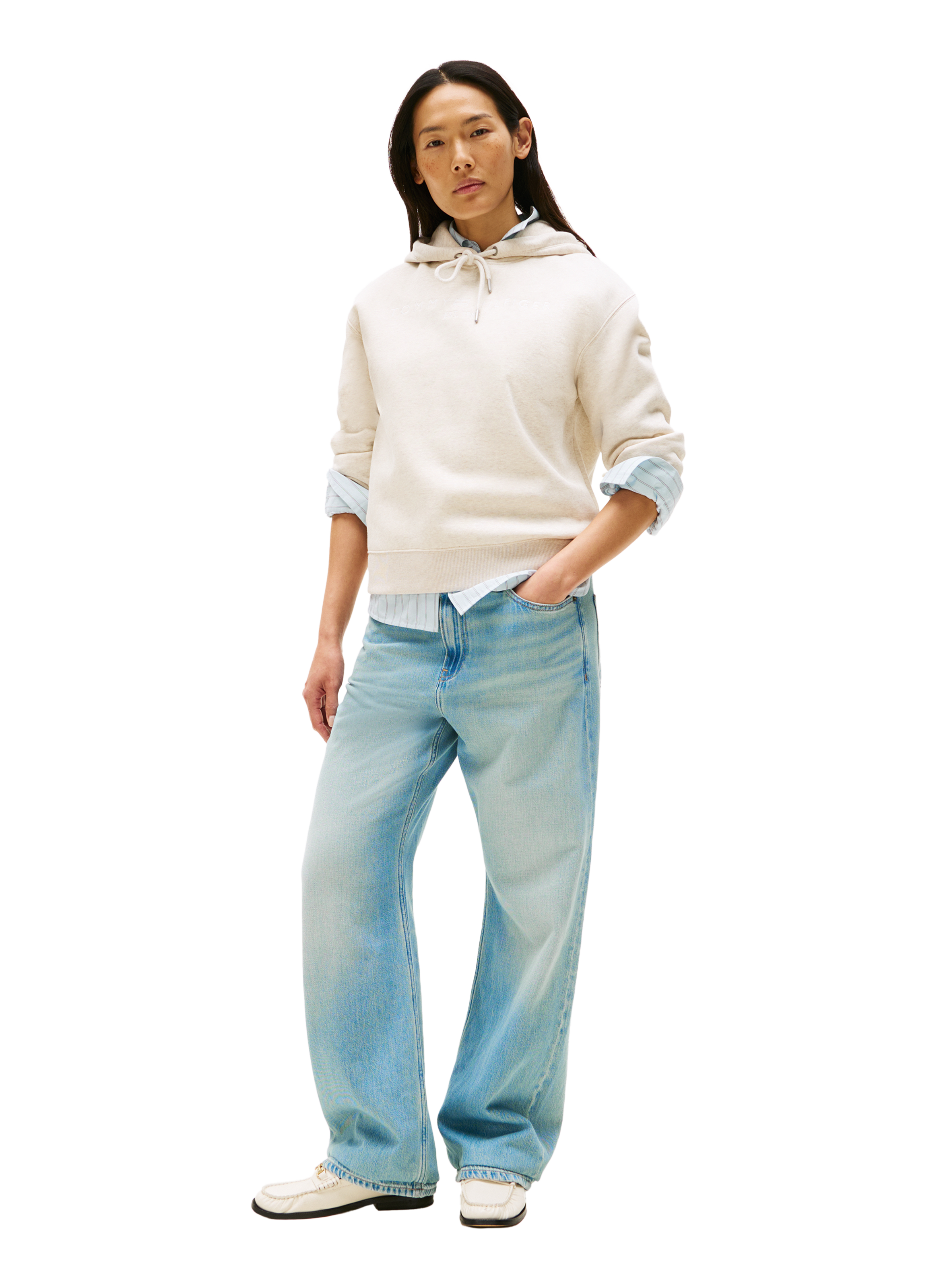 Cotton fleece-blend hoodie TOMMY HILFIGER Beige