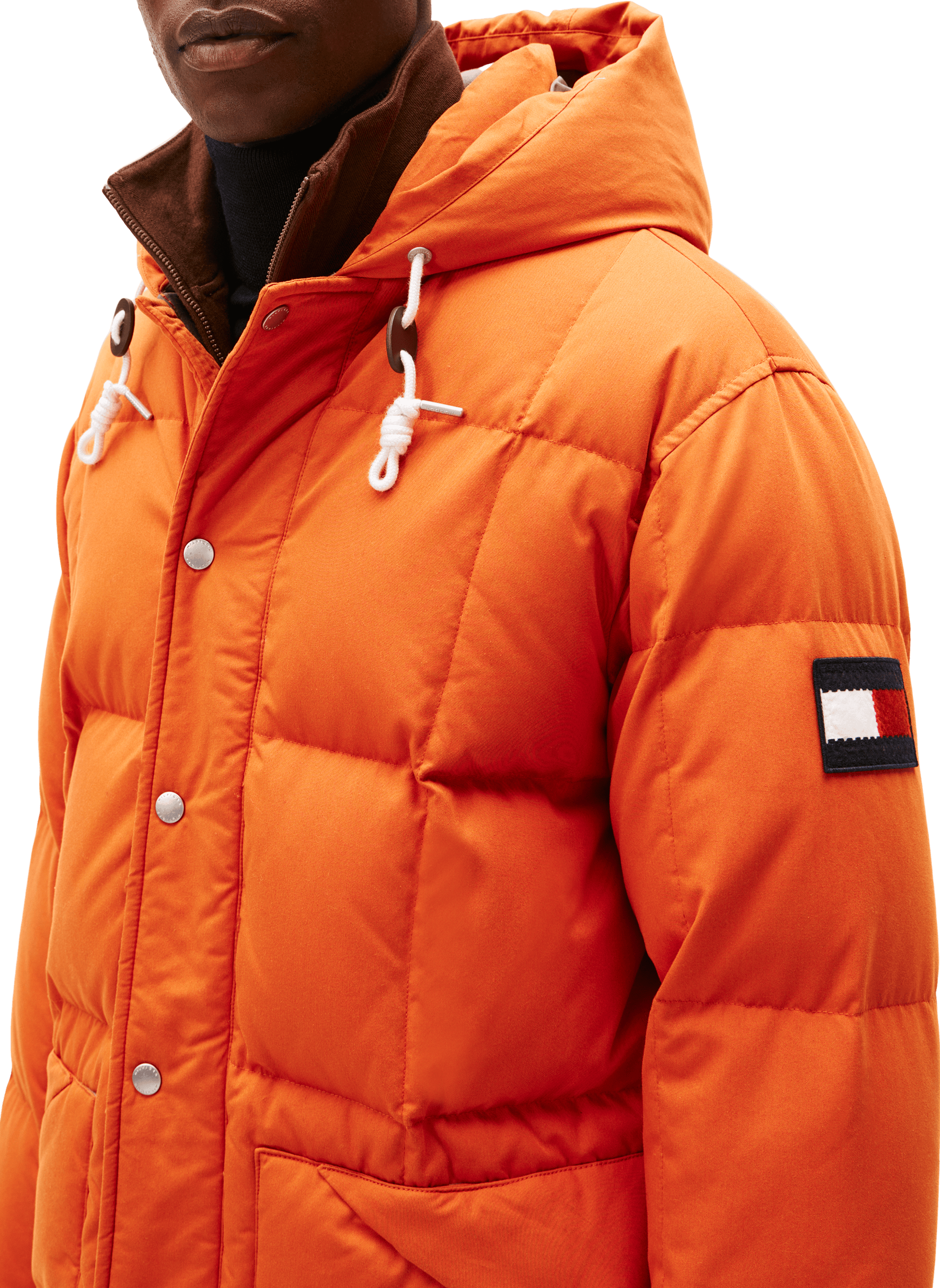 Parka à capuche en coton mélangé Orange