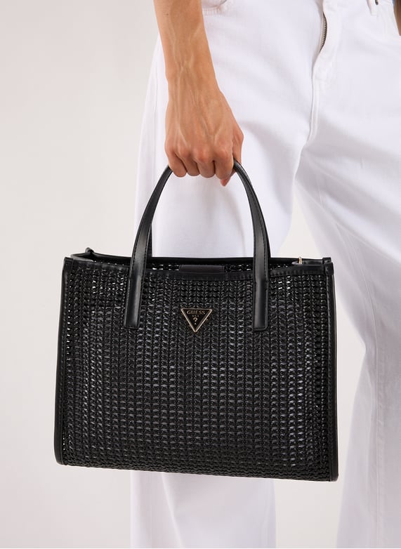 Braided Brigitta handbag | Black by GUESS Braided Brigitta handbag Black