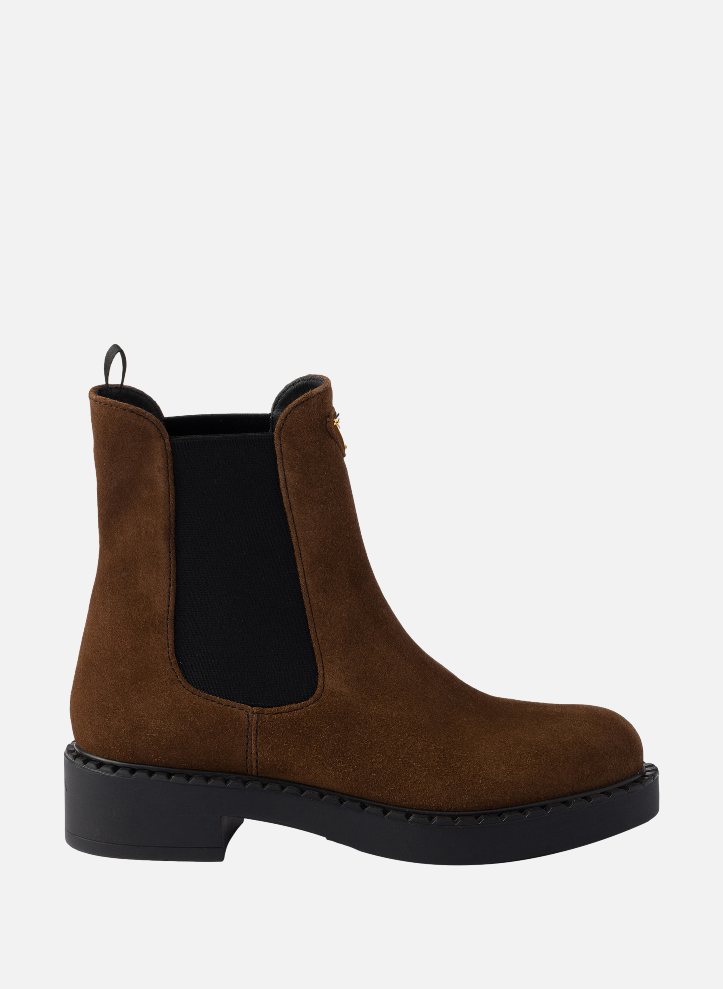Bottines chocolate en veau velours PRADA Marron