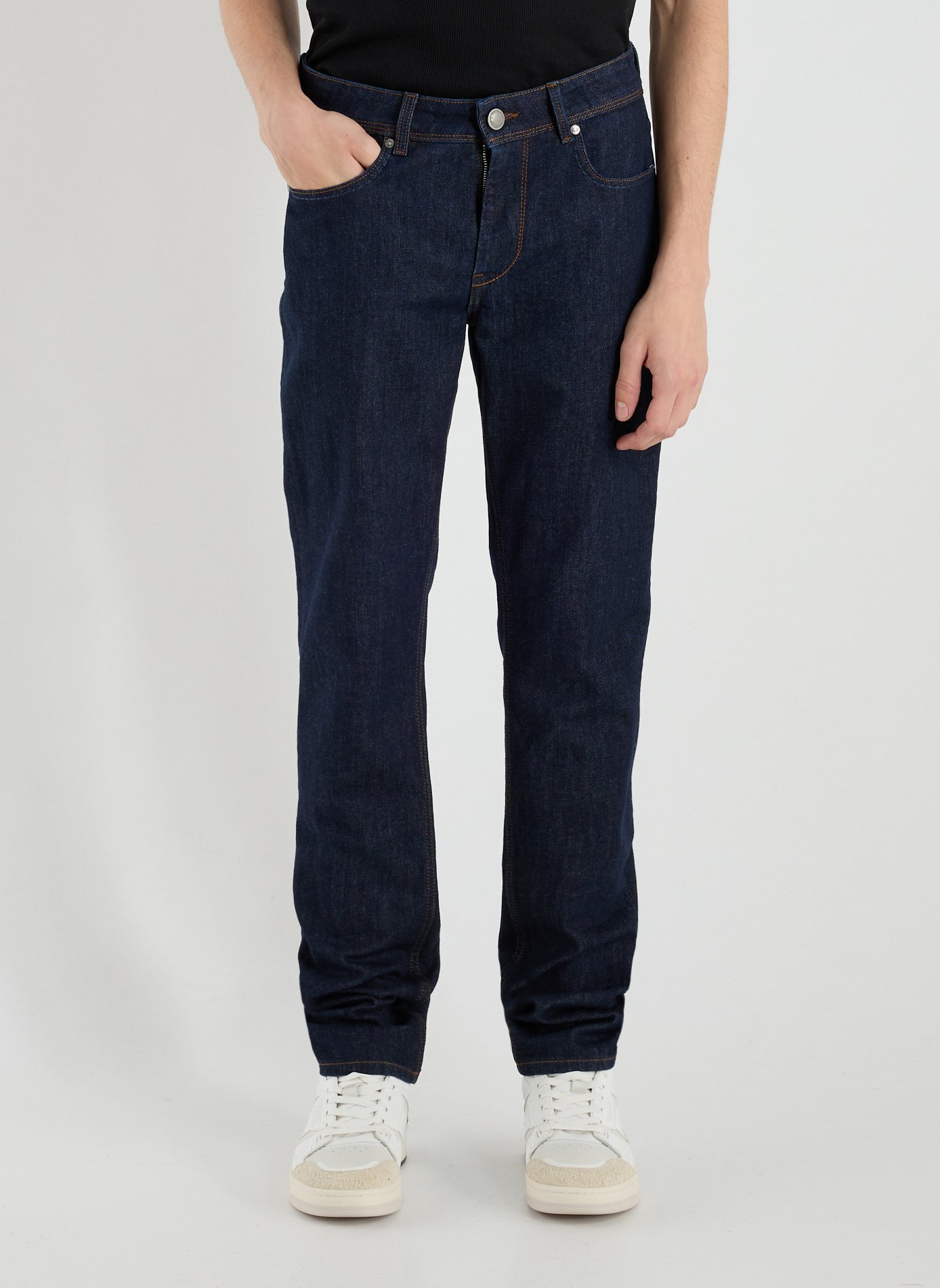 RE HASH Cotton-blend slim-fit jeans Blue