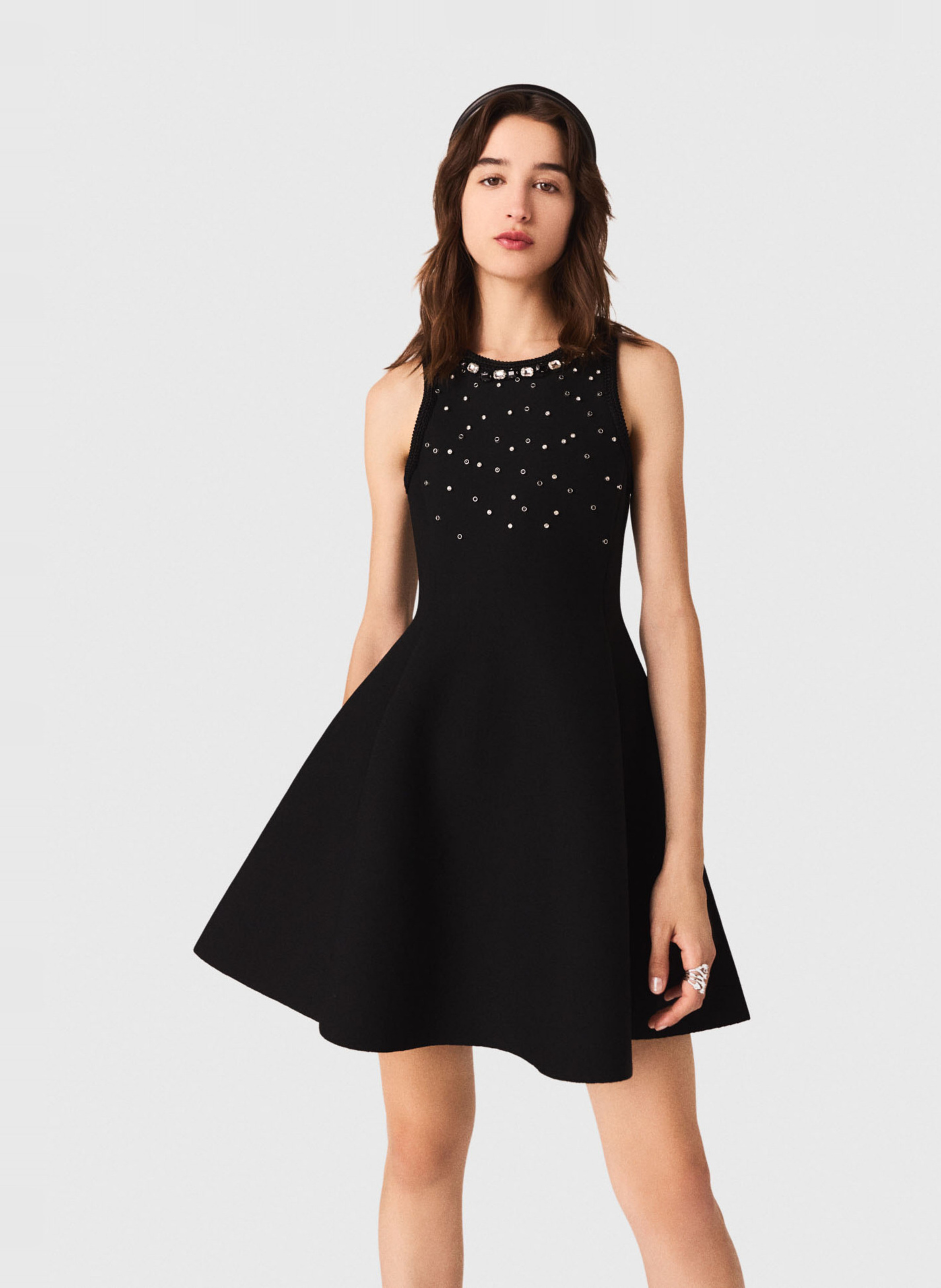 Robe courte col rond MAJE Noir