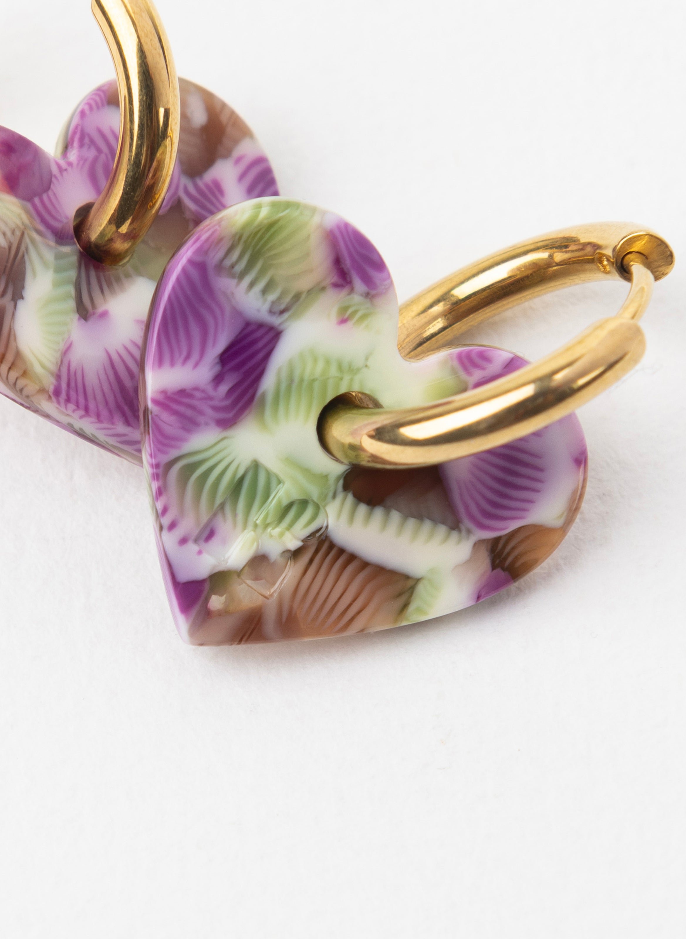 Boucles d'oreilles lova lova avec anneaux en acier inoxydable doré Vert