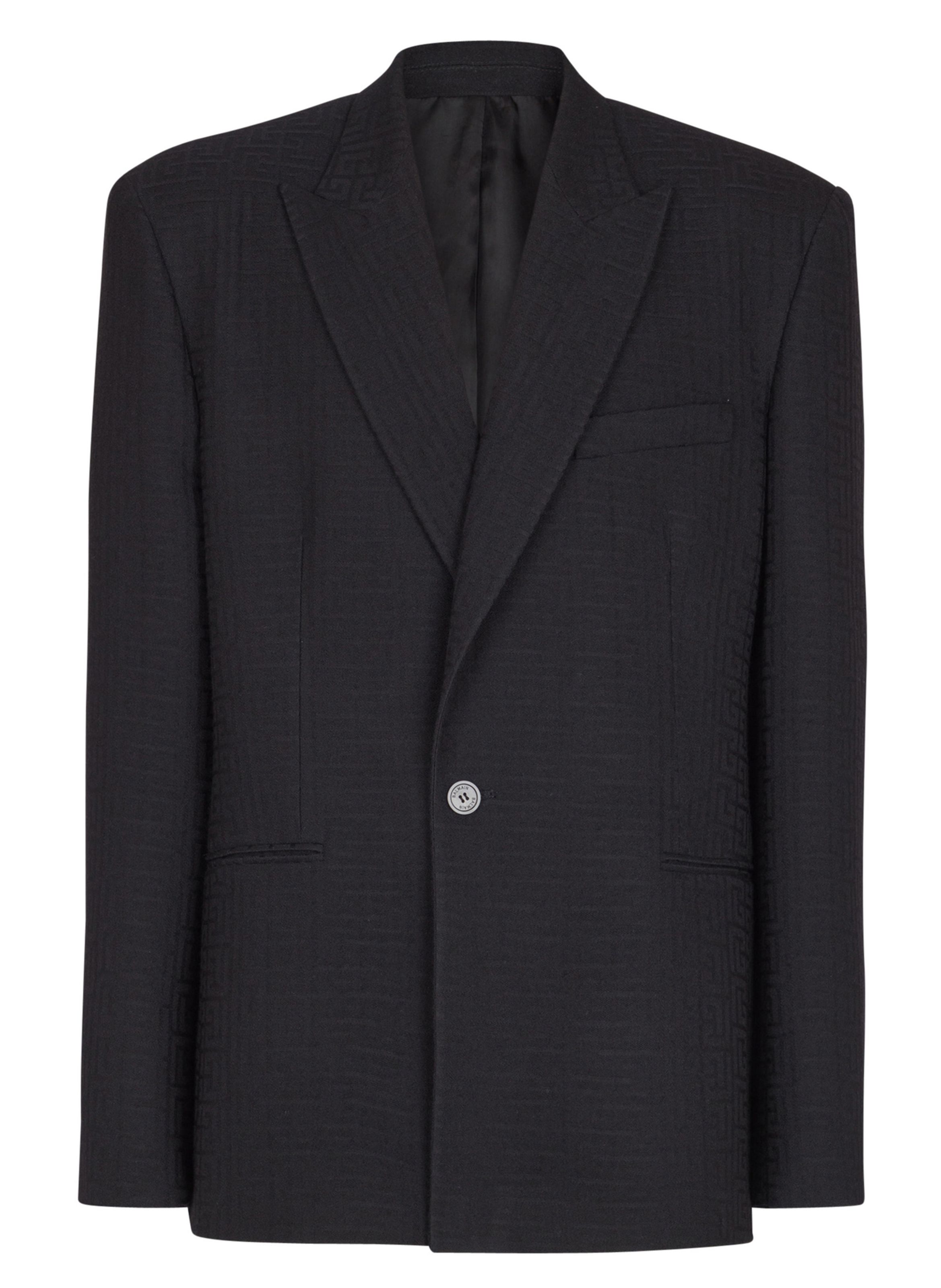 Veste 1 bouton en grain de poudre monogramme BALMAIN Noir