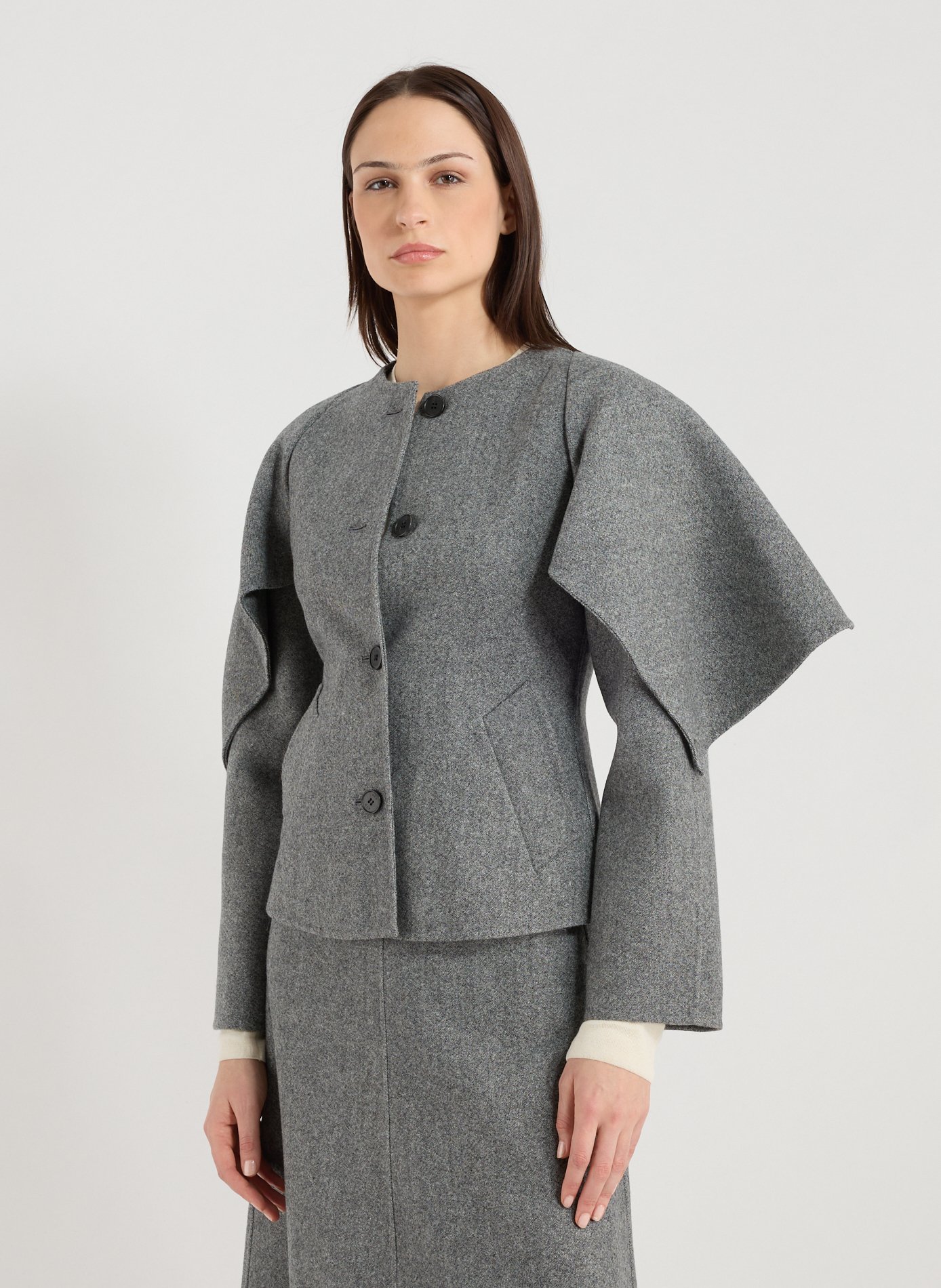 R2W Veste cintrée en laine et cachemire mélangés Gris