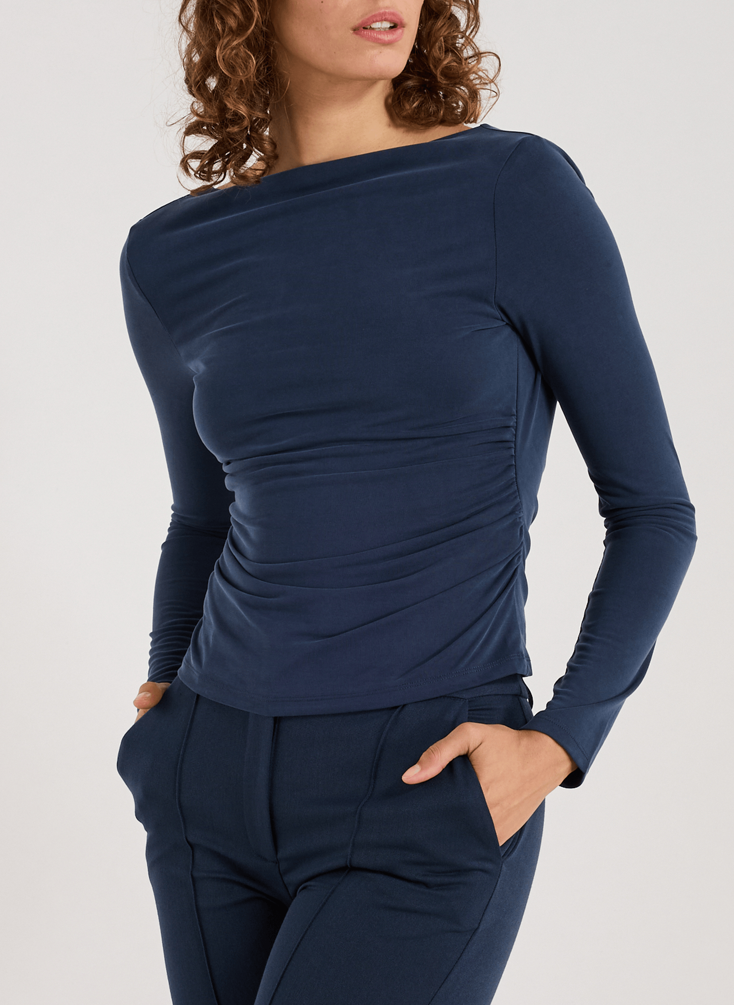 TOPSHOP Long-sleeve open back top Blue