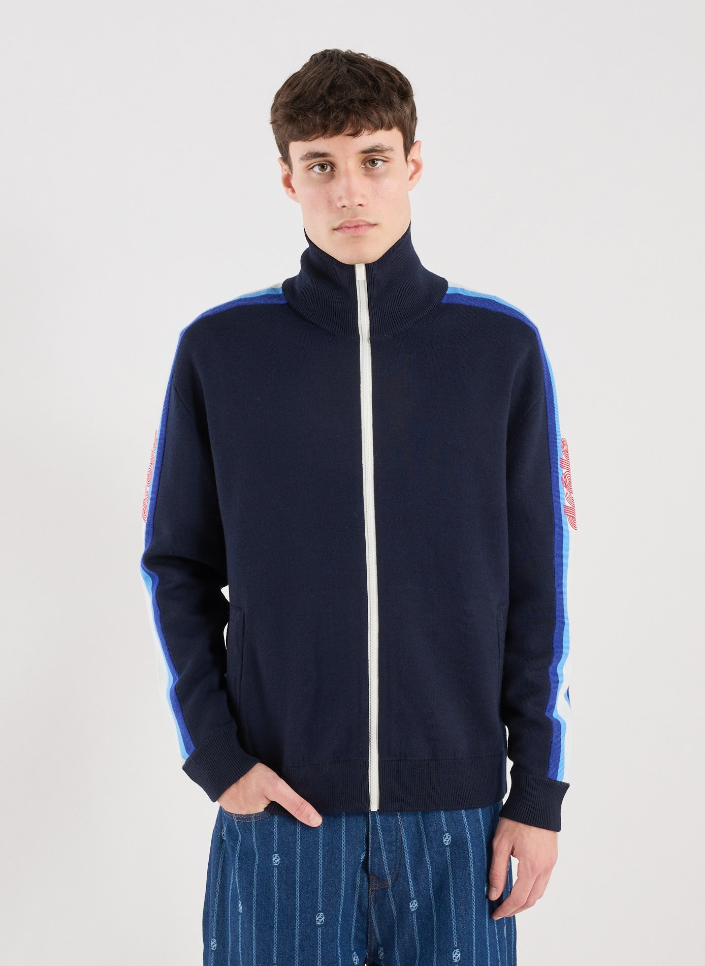 Gilet La Maille zippée DROLE DE MONSIEUR Bleu