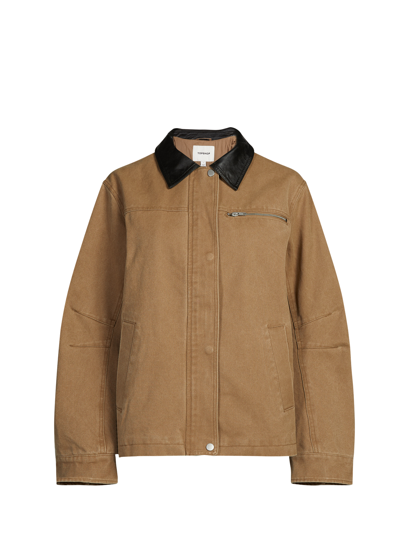 Veste ample à col classique contrastant TOPSHOP Beige