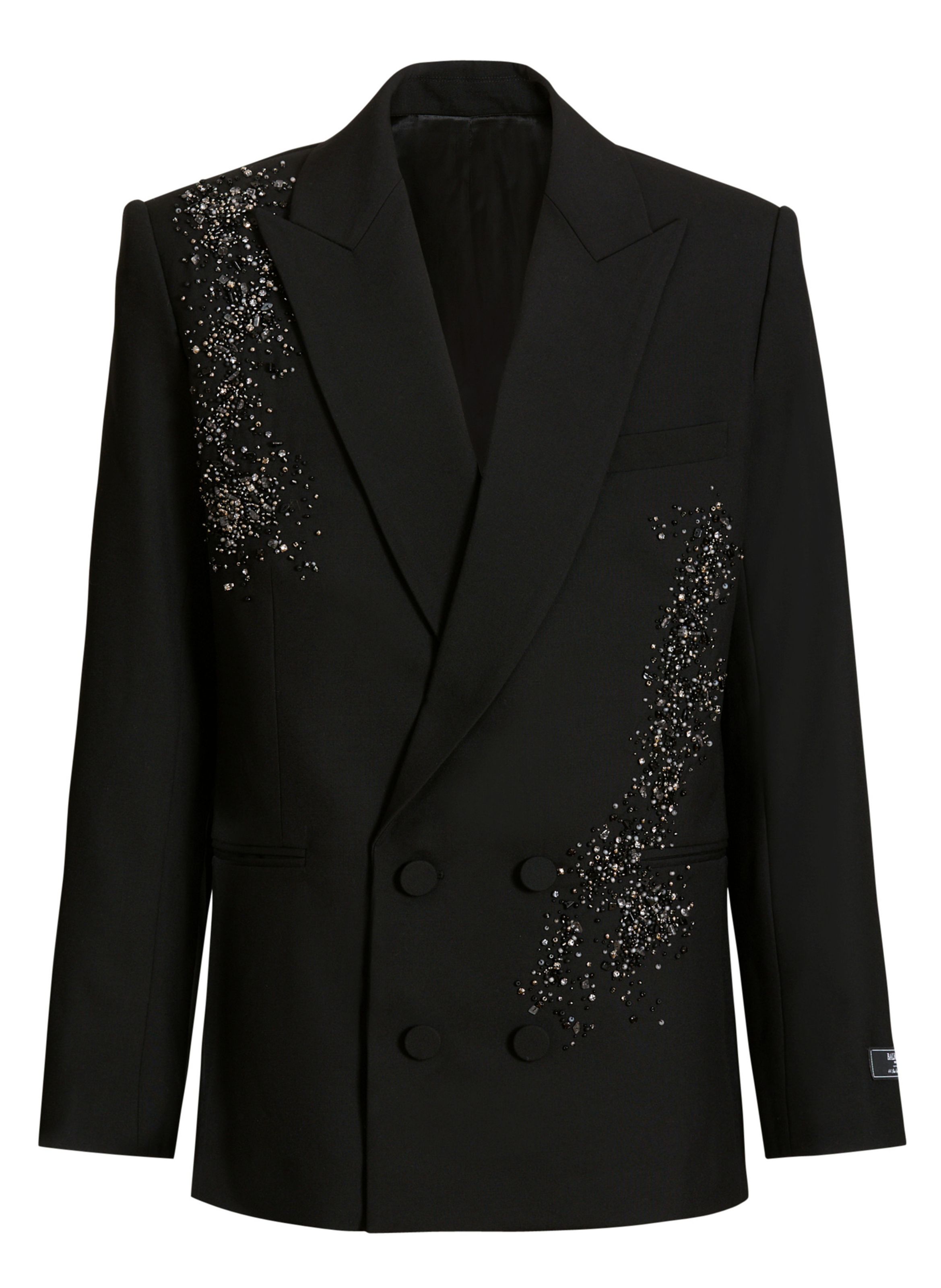 Blazer en laine brodée « sand effect amethyst » BALMAIN Noir