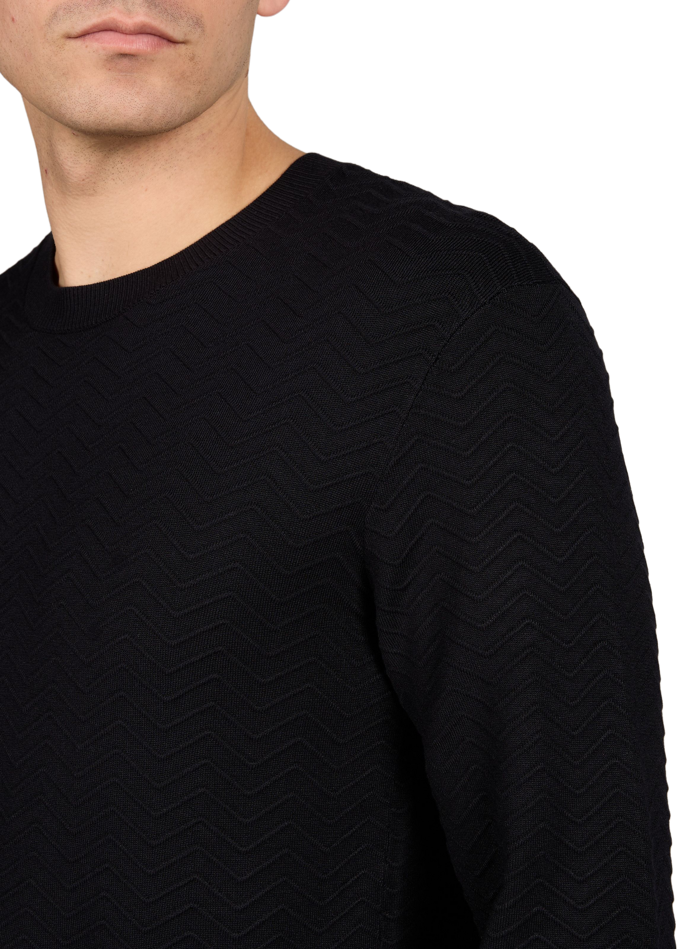 Straight knit sweater in zigzag pattern ARMANI EXCHANGE Blue