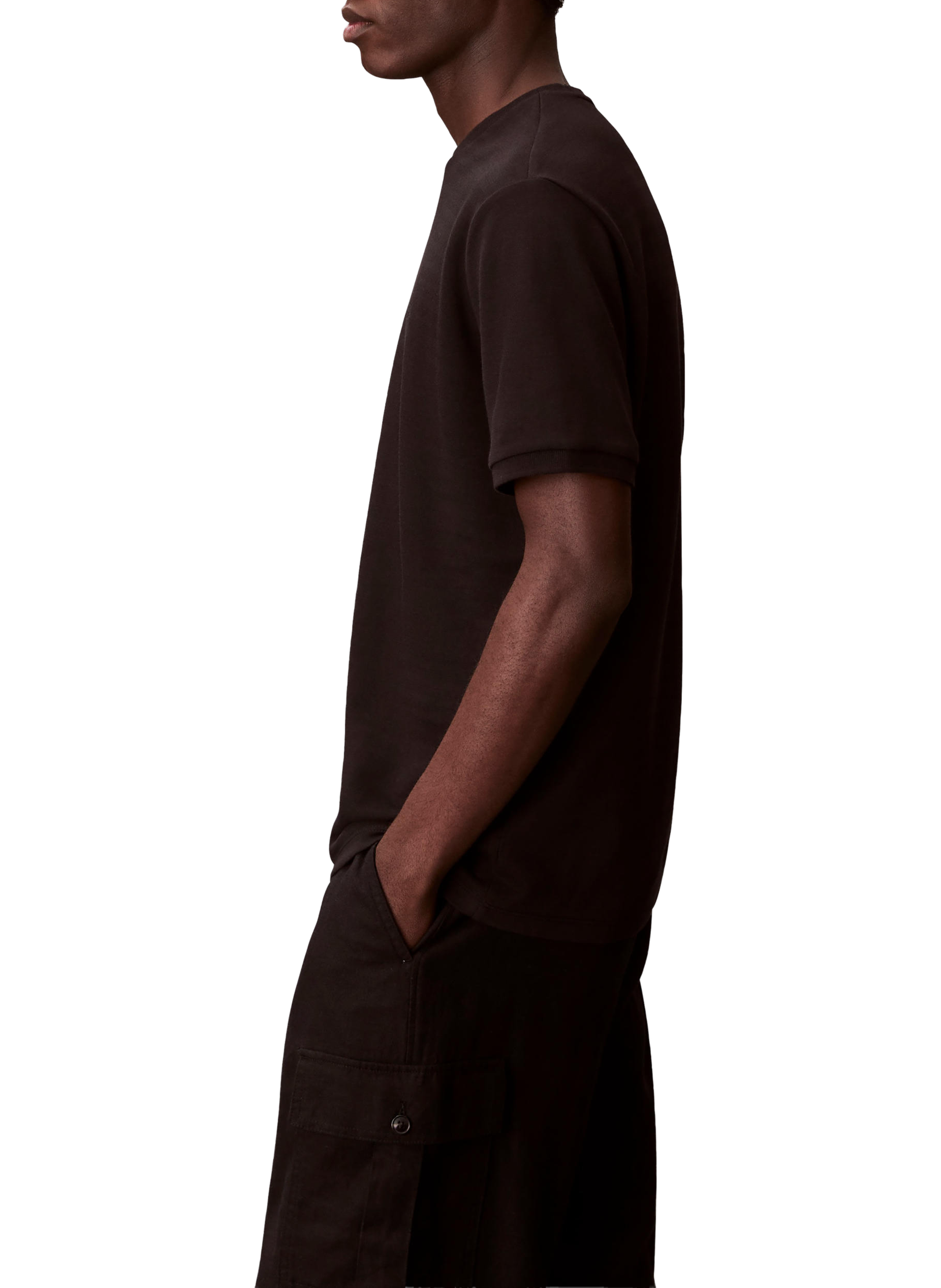 T-shirt manches courtes en coton mélangé CALVIN KLEIN Noir