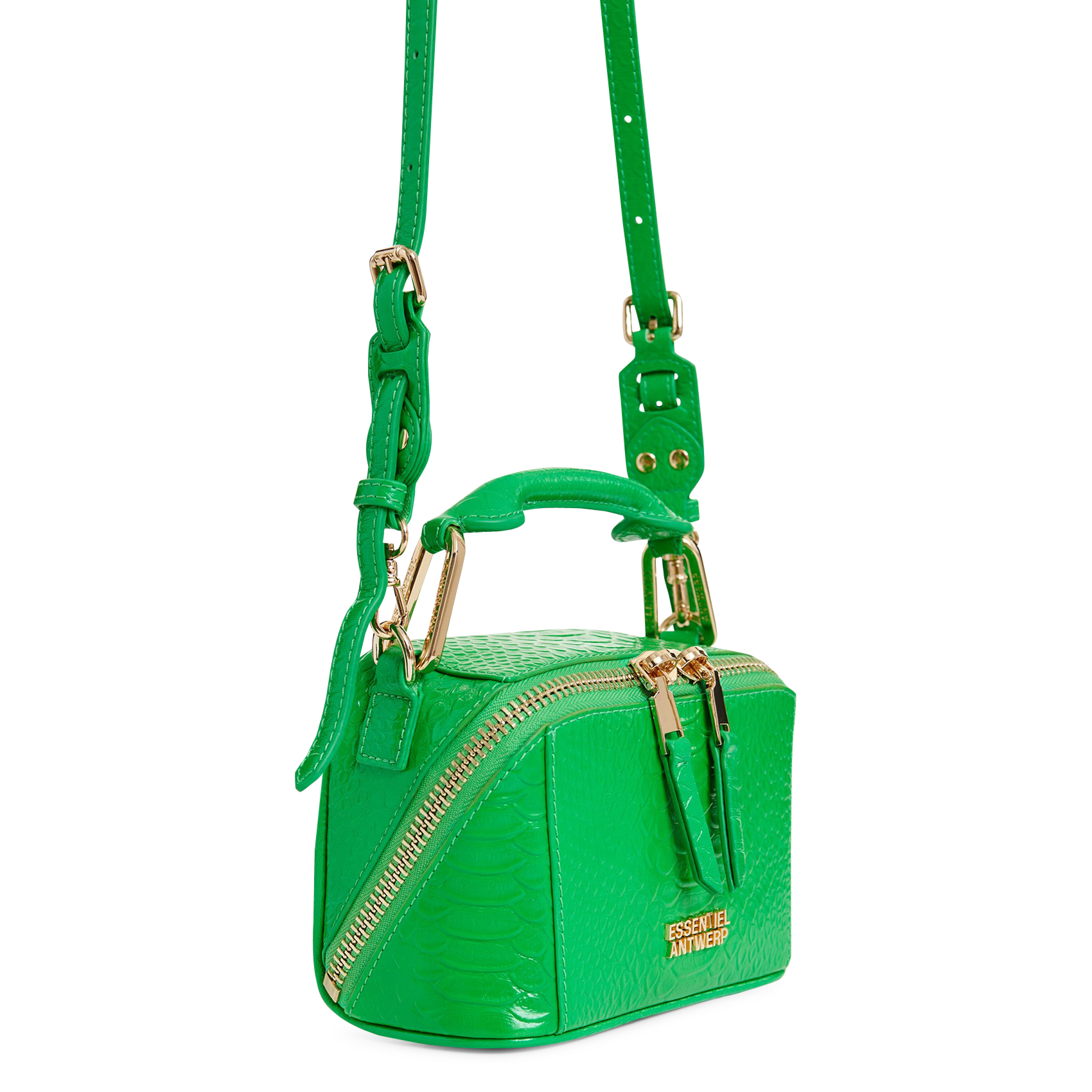 Sac bandoulière en cuir embossé croco jussi ESSENTIEL ANTWERP Vert