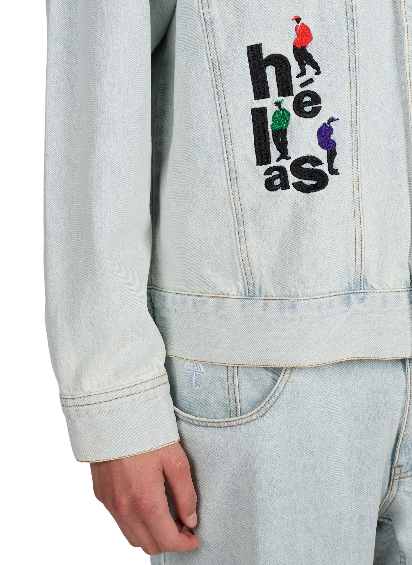 Veste en jean col classique brodée  HELAS CAPS Bleu