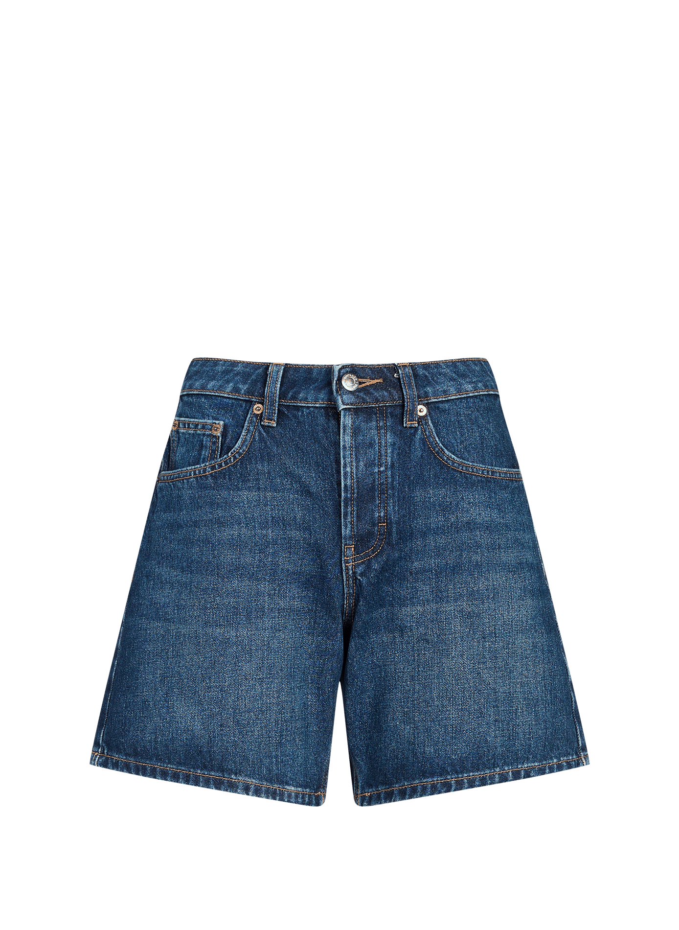 Short en denim de coton TOPSHOP Bleu