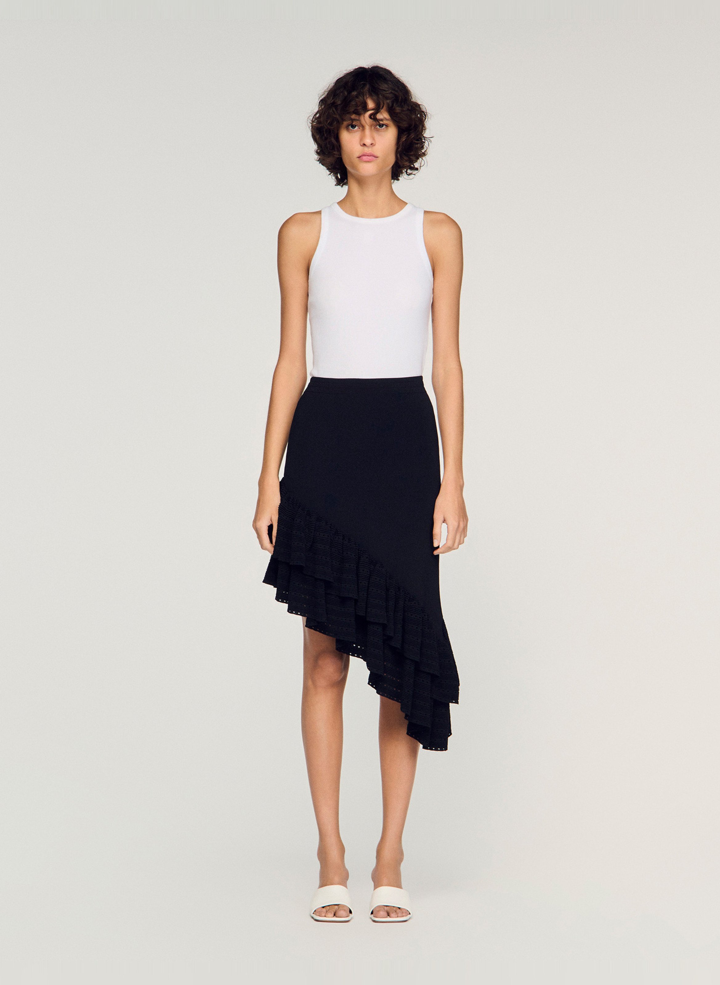 Jupe moulante en maille SANDRO Noir