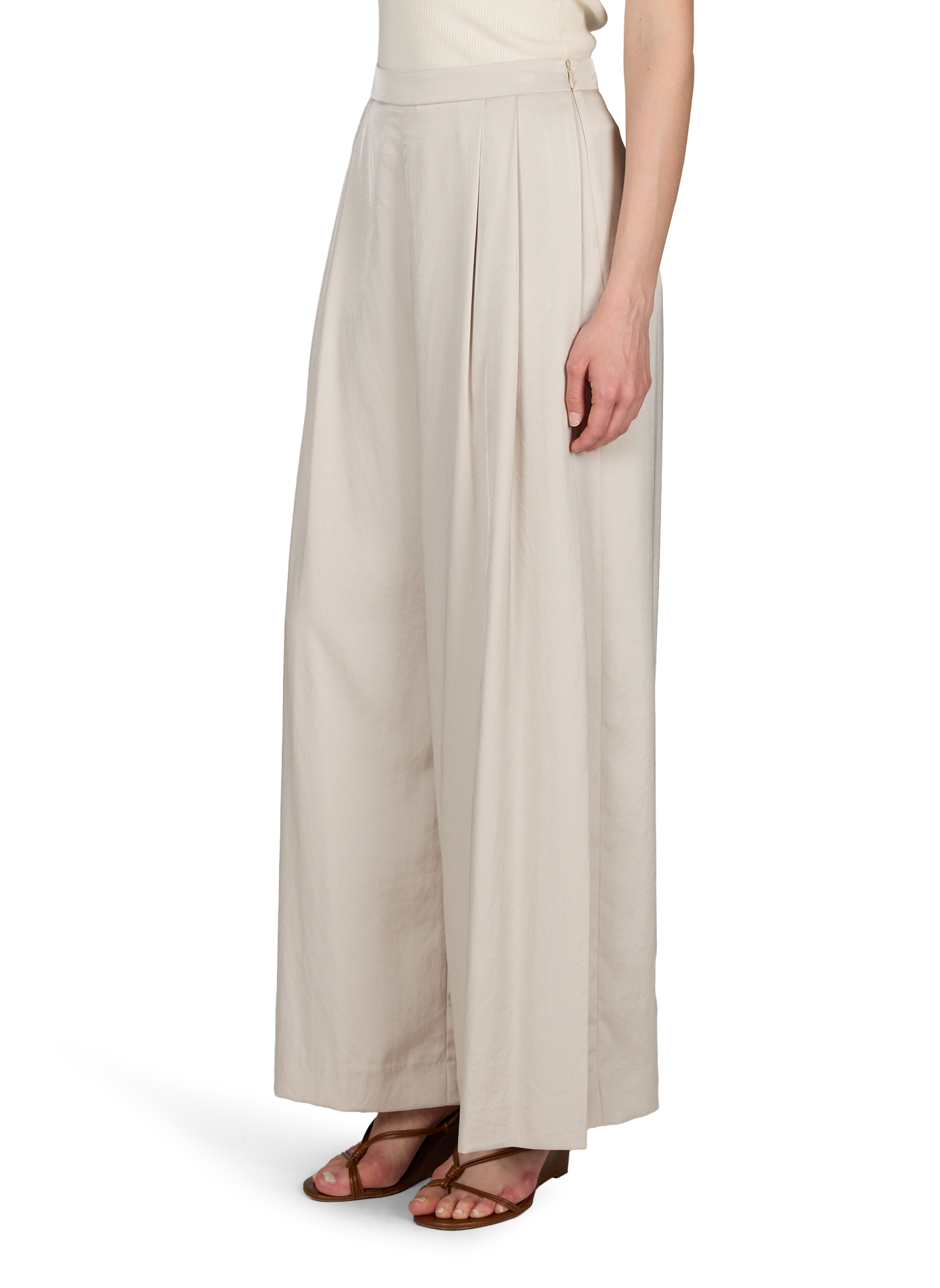 Satin Wide Leg Pants R2W Beige