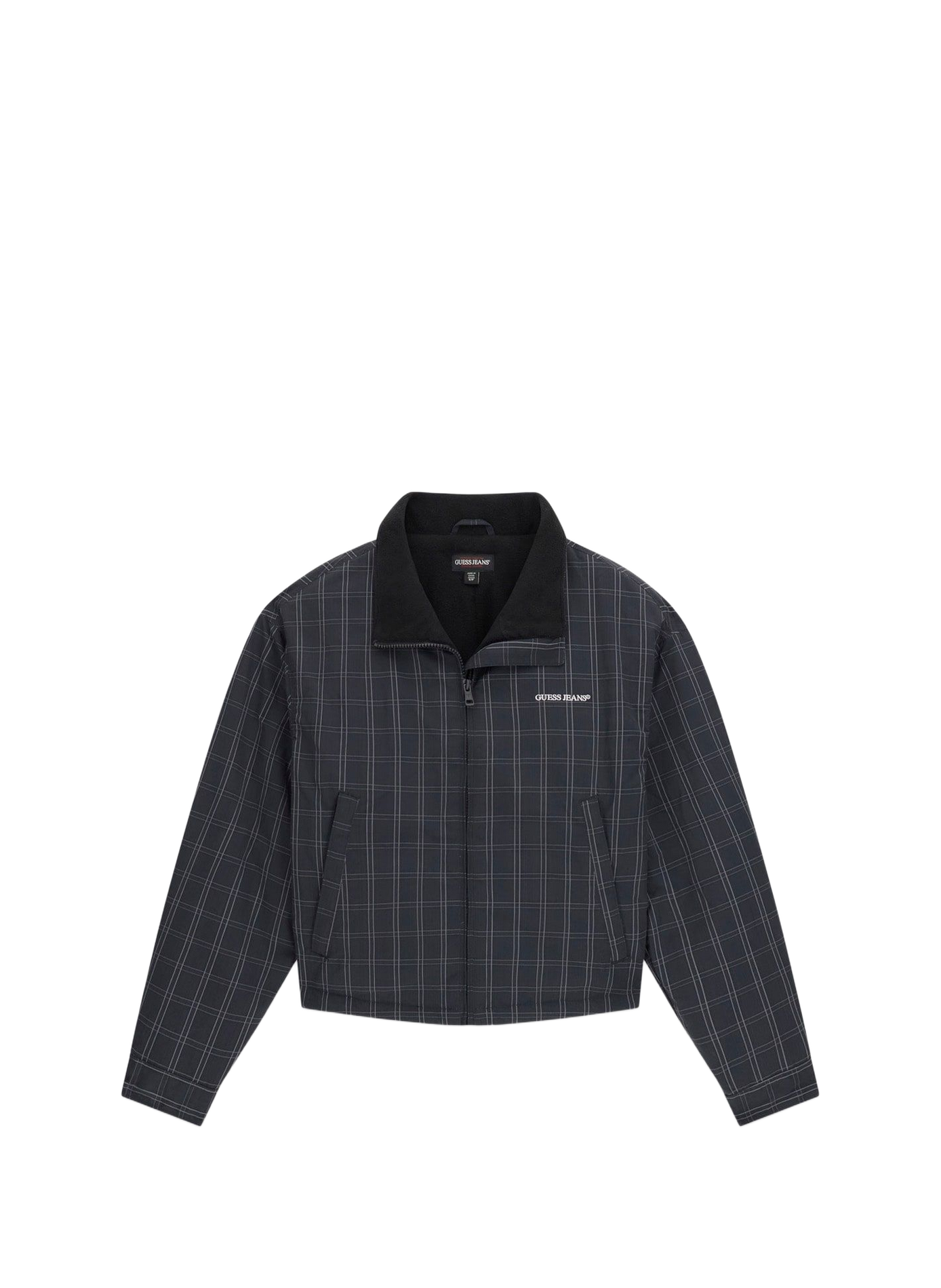 Short checkered high-neck jacket GUESS Black