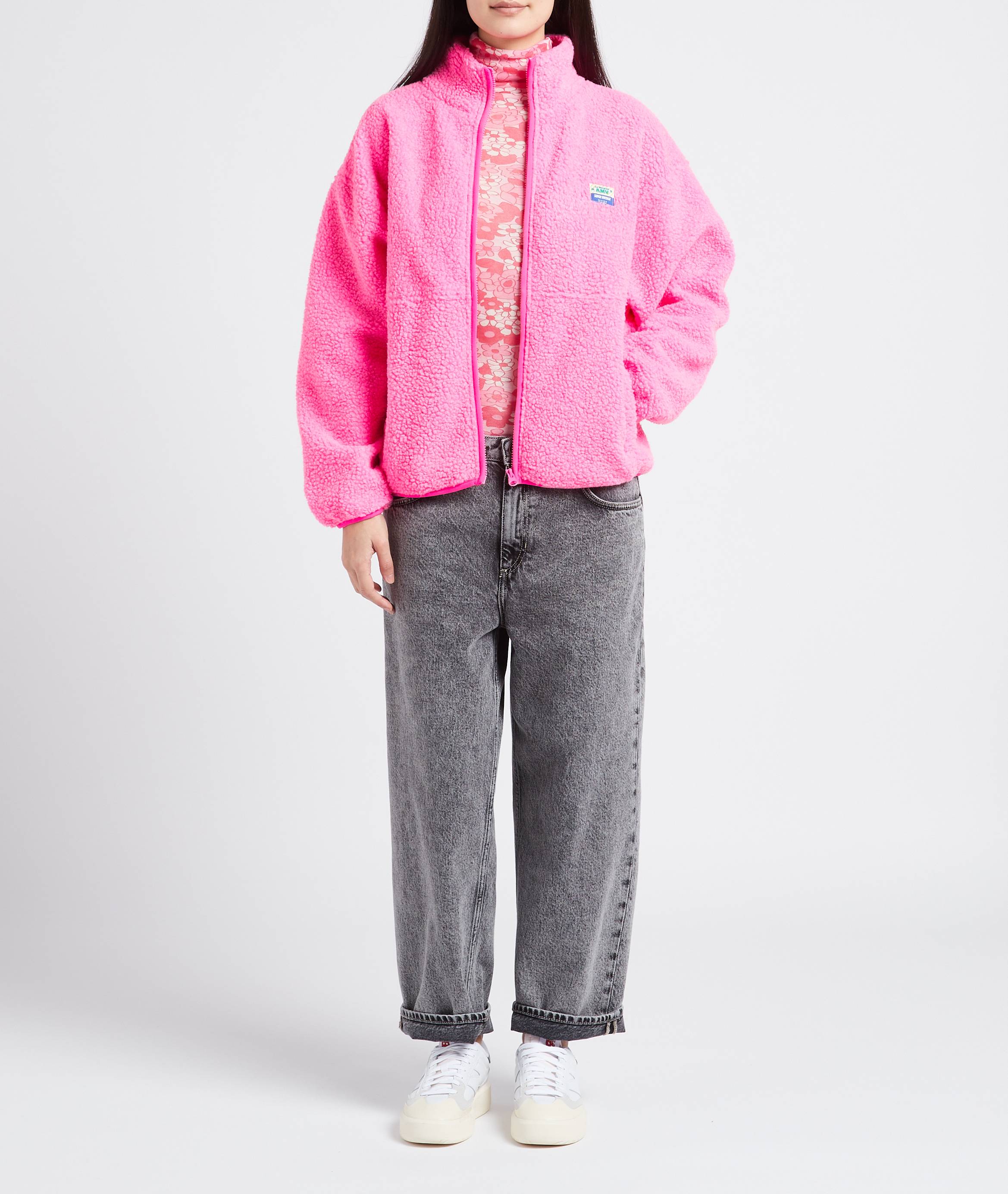 Veste ample zippée à col montant polaire hoktown AMERICAN VINTAGE Rose