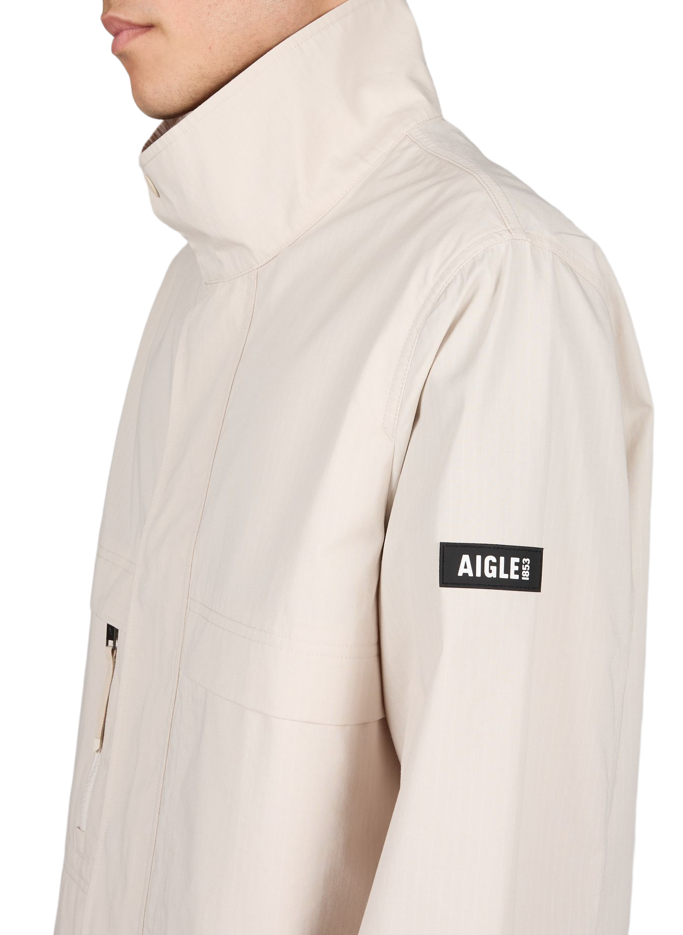 Water-repellent multi-pocket cotton blend jacket AIGLE Beige